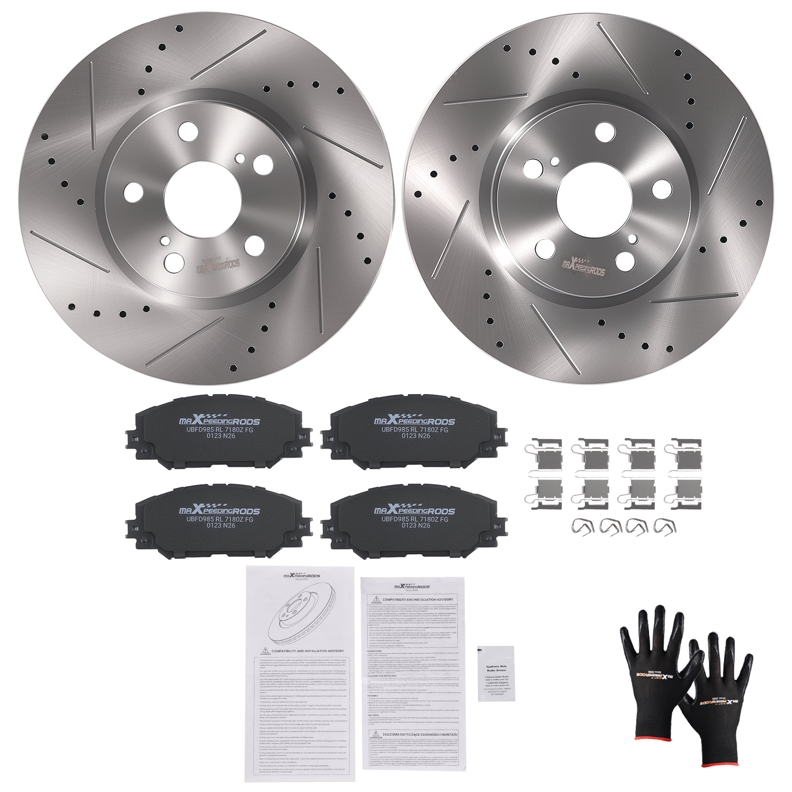 Front Drilled Slotted Brake Rotors Ceramic Pads for Scion xD 2008-2014 S31505
