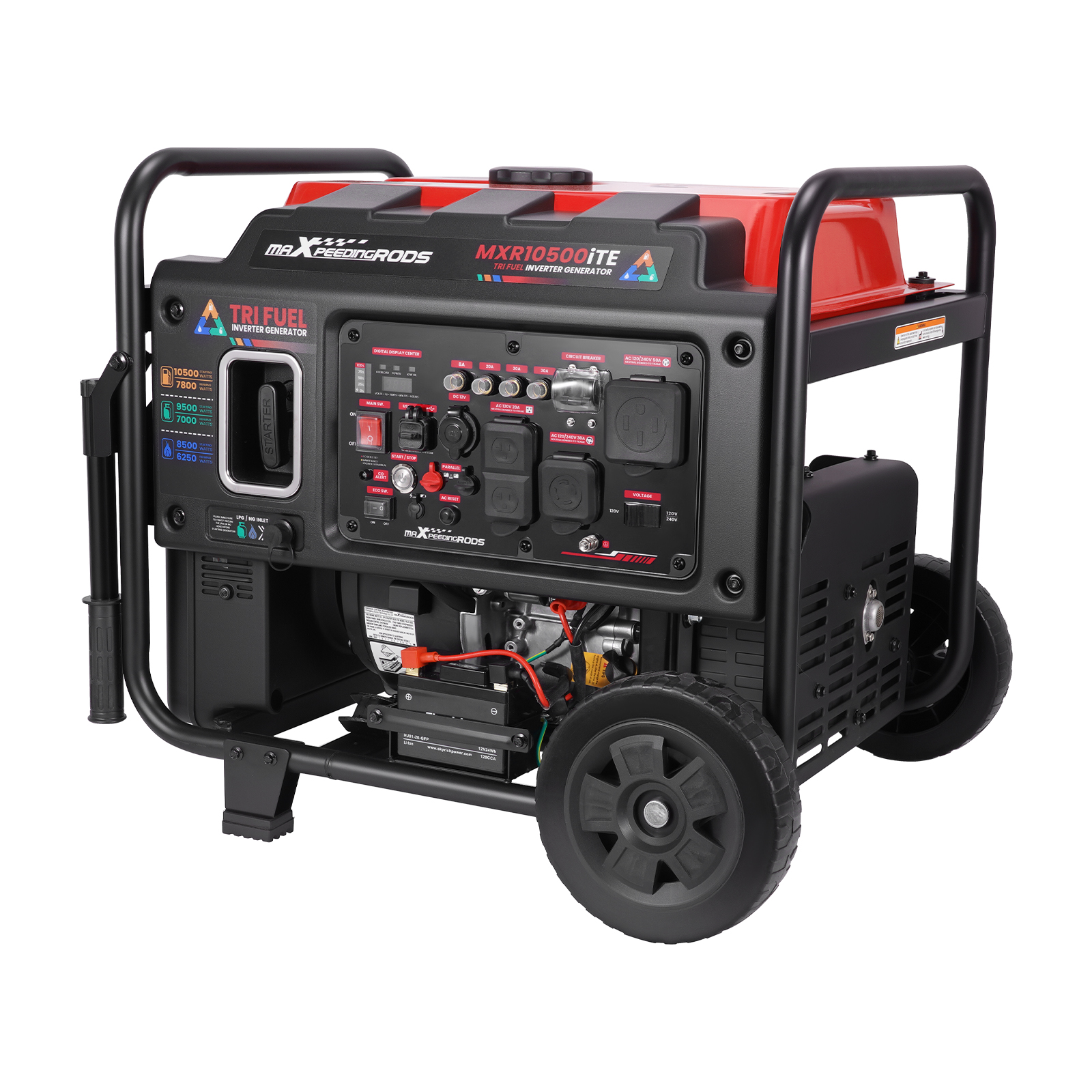 10500W Tri-Fuel Inverter Generator Electric Start 120V/240V For Home Backup
