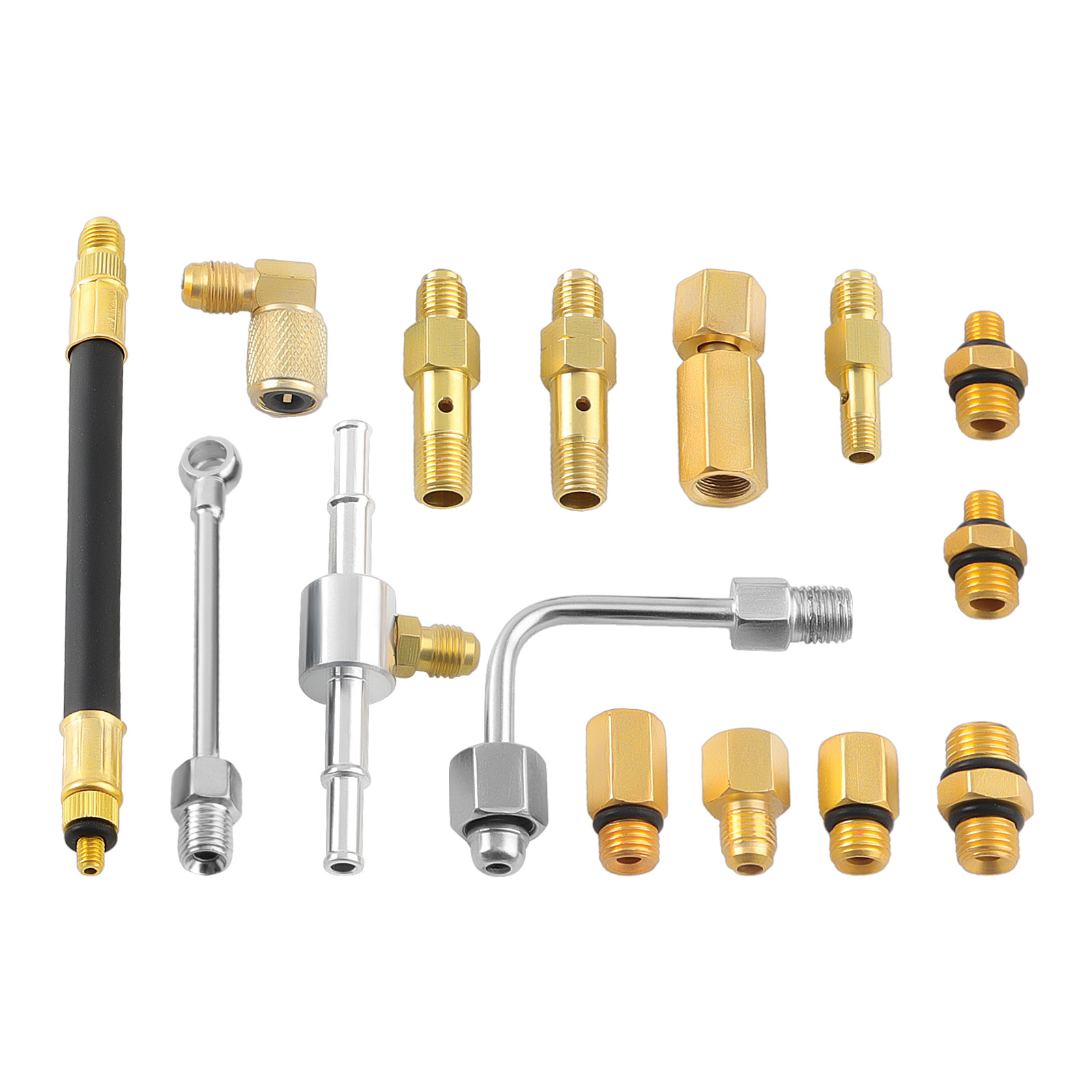Universal Fuel Injection Gauge Pressure Tester Test Adapters Tool Kit