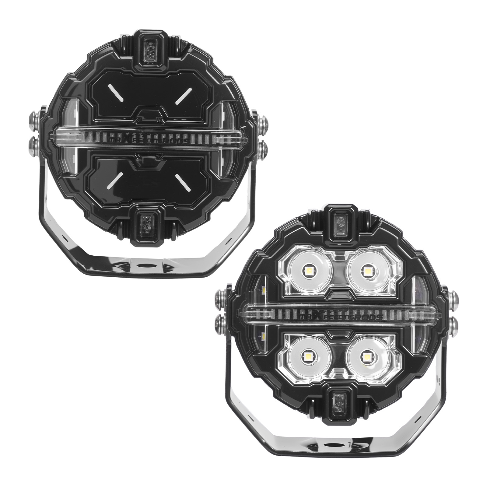 160W LED Auxiliary Lights 3.5inch Spot Beam Side Shooter White+Amber DRL 19200LM