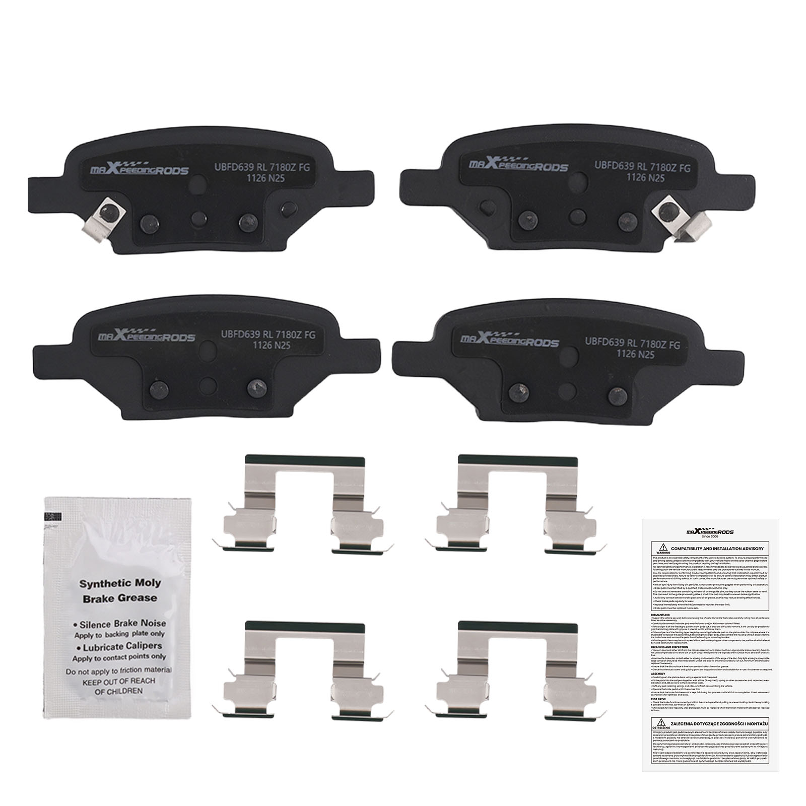 2 Pairs Rear Ceramic Brake Pads Kit for Chevrolet Cobalt 2005-2008 D1033 P-1033