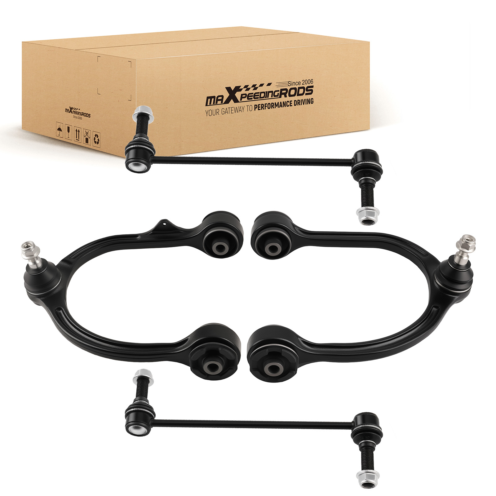 4pc Front Upper Control Arm w/Ball Joint Sway Bar Link For Chrysler 300 05 -2019