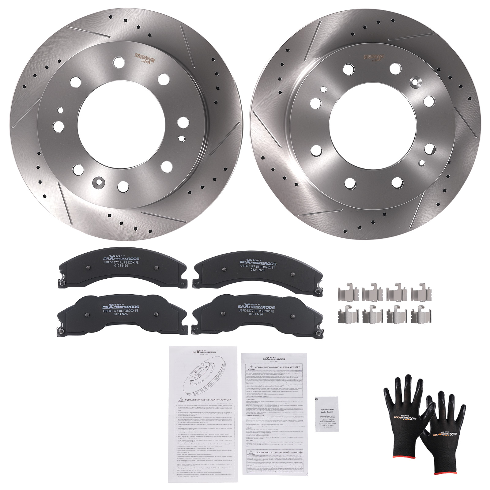 Front Left&Right Brake Rotors Brake Pads for Chevy Suburban 3500 HD 2016-2019