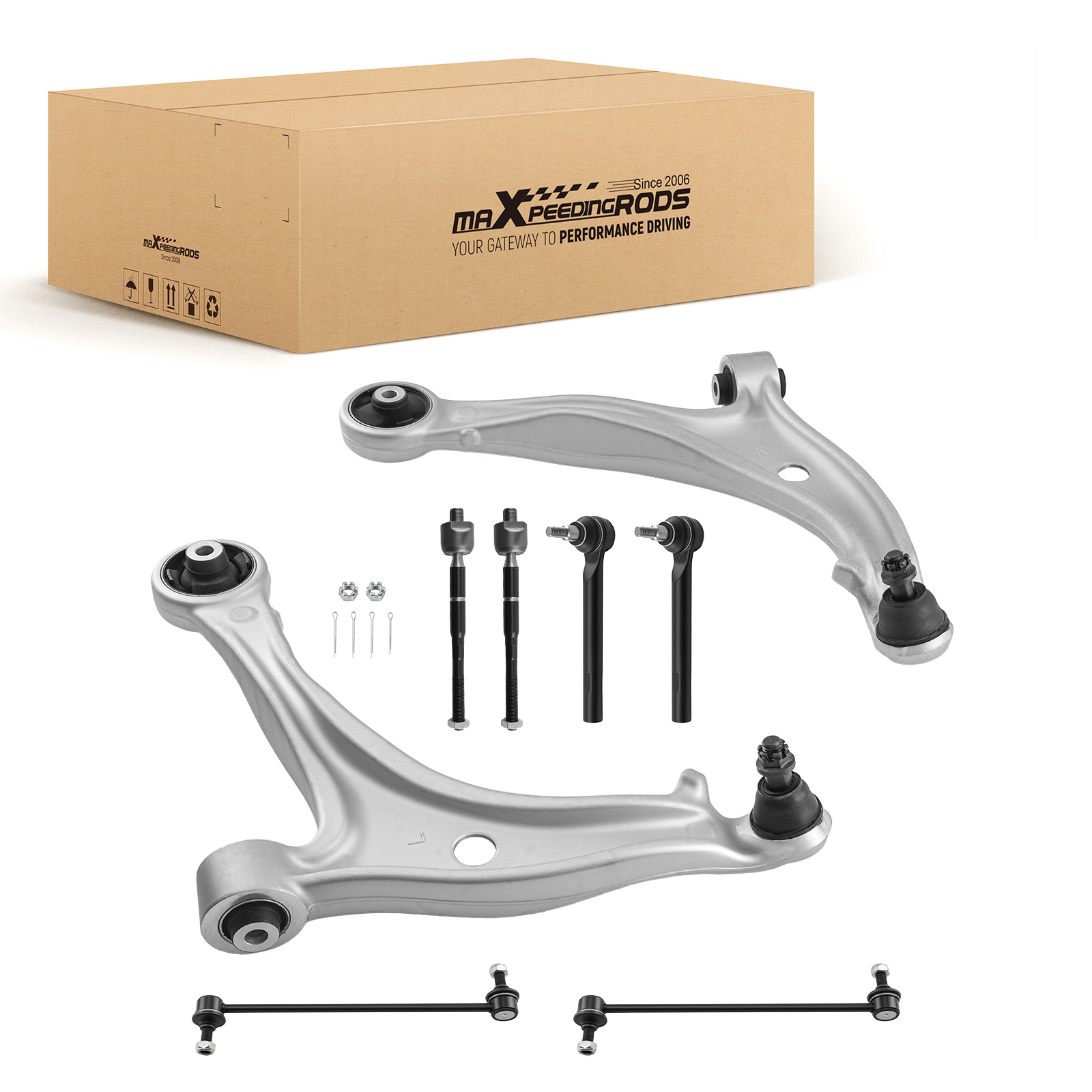 8x Front Lower Control Arms Tie Rods Suspension Kit For 2005-2010 Honda Odyssey