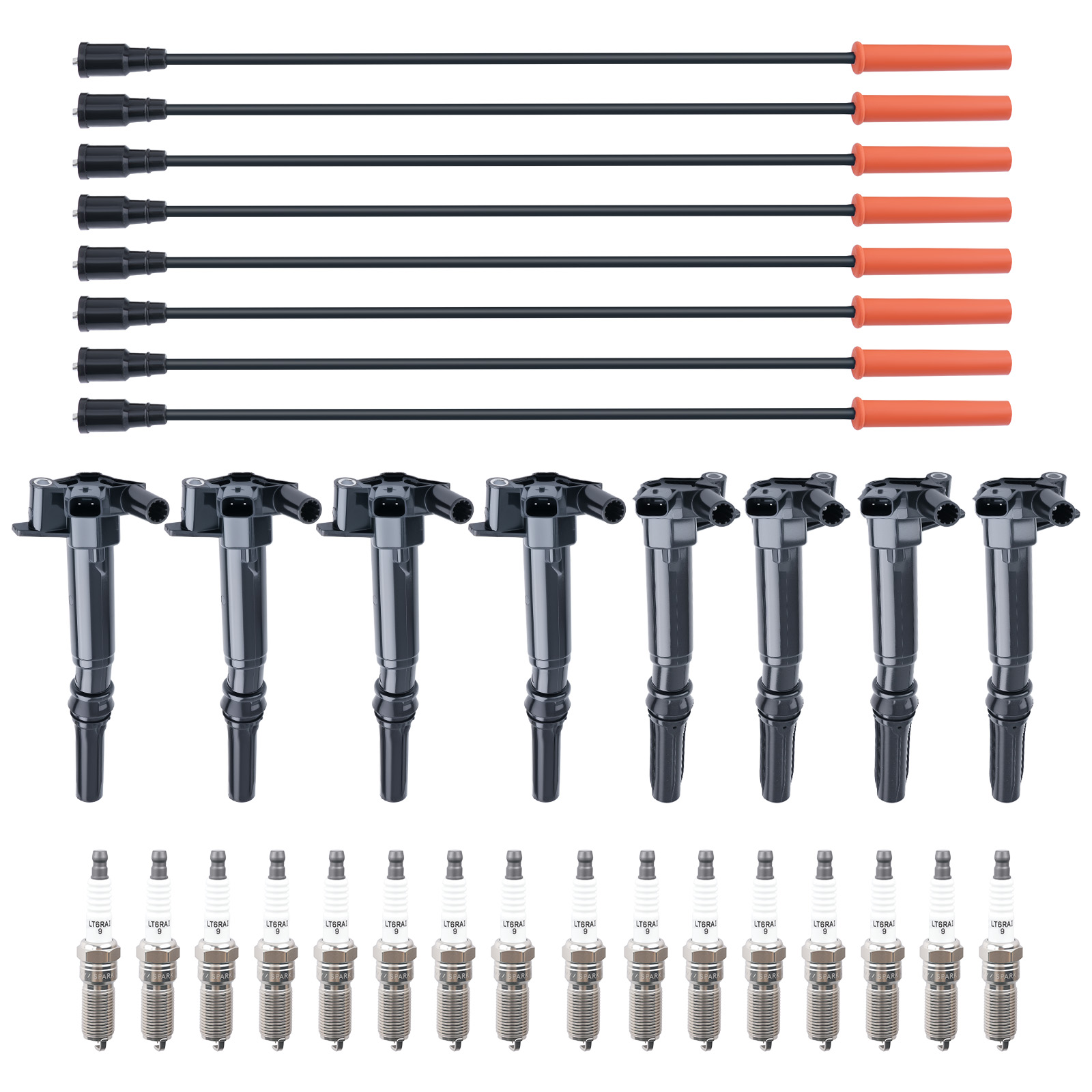 Ignition Coil & Spark Plug Set w/ Wires for Ford F-250 F-350 6.2L 2011-2015