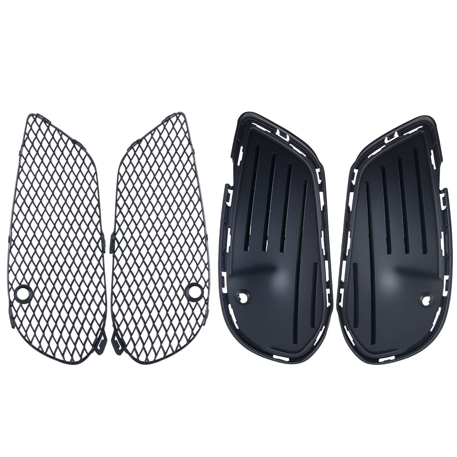 4X Bumper Fog Lamp Grille＆Face Bar Filler for Mercedes-Benz C-Class W205 2015-18