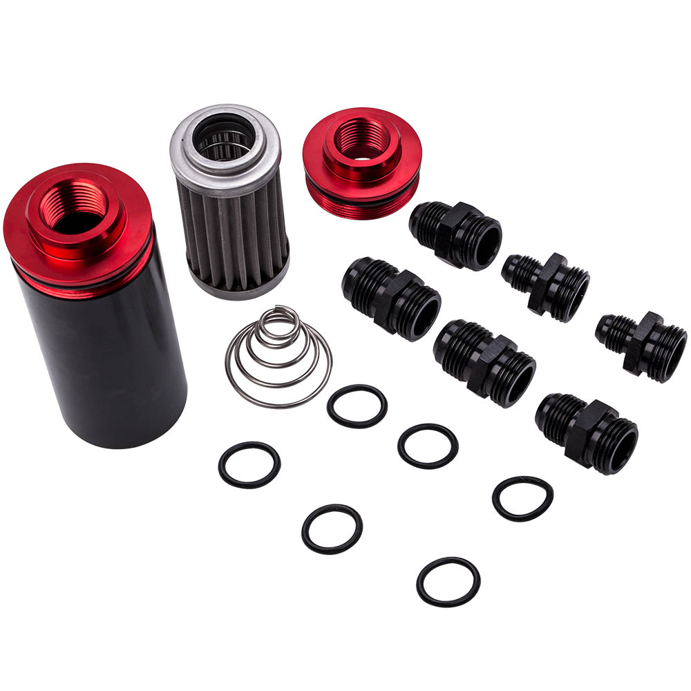 New 100 Micron Stainless Steel AN6/AN8/AN10 Inline Fuel Filter HIGH Flow Fitting