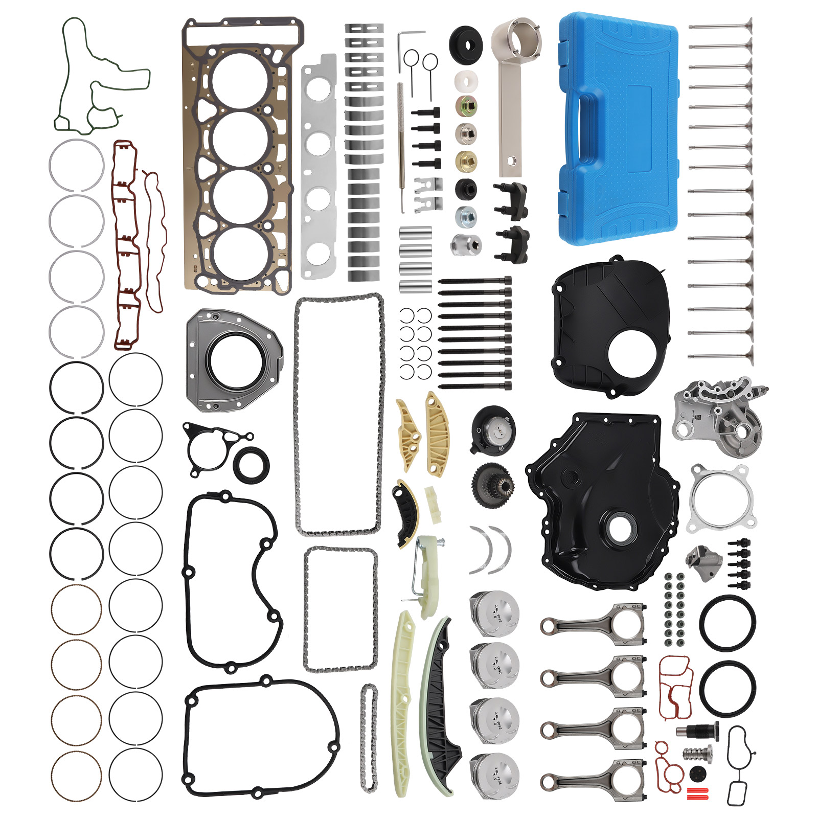 Engine Overhaul Rebuild Kit w/ Timing Chain Kit for Audi VW EA888 Gen2 2.0 TFSI