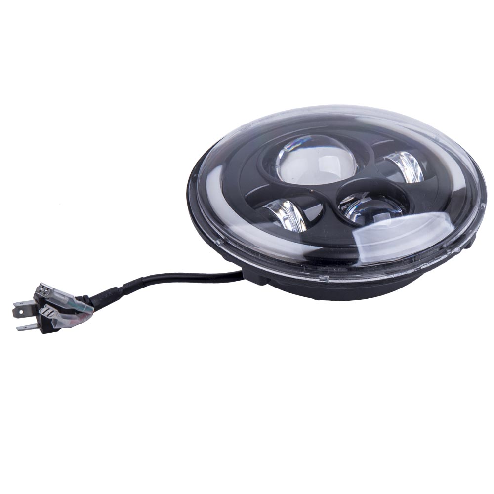 2pcs Round Led Headlights  7 Inch Clear Front Rear For Jeep Cj-5 Lj