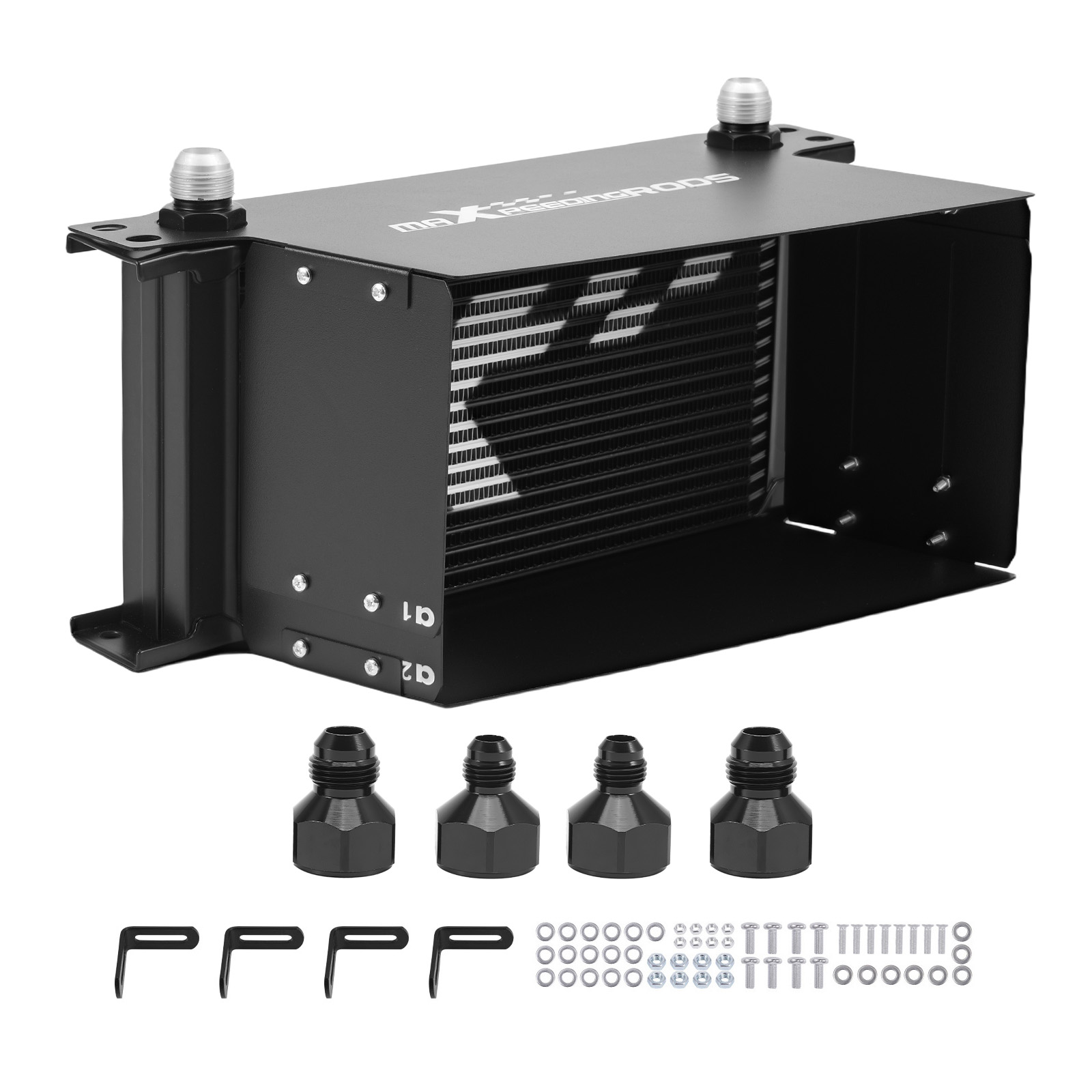 Universal Oil Cooler Kit 19 Row 10AN Transmission Engine Cooler Aluminum Black