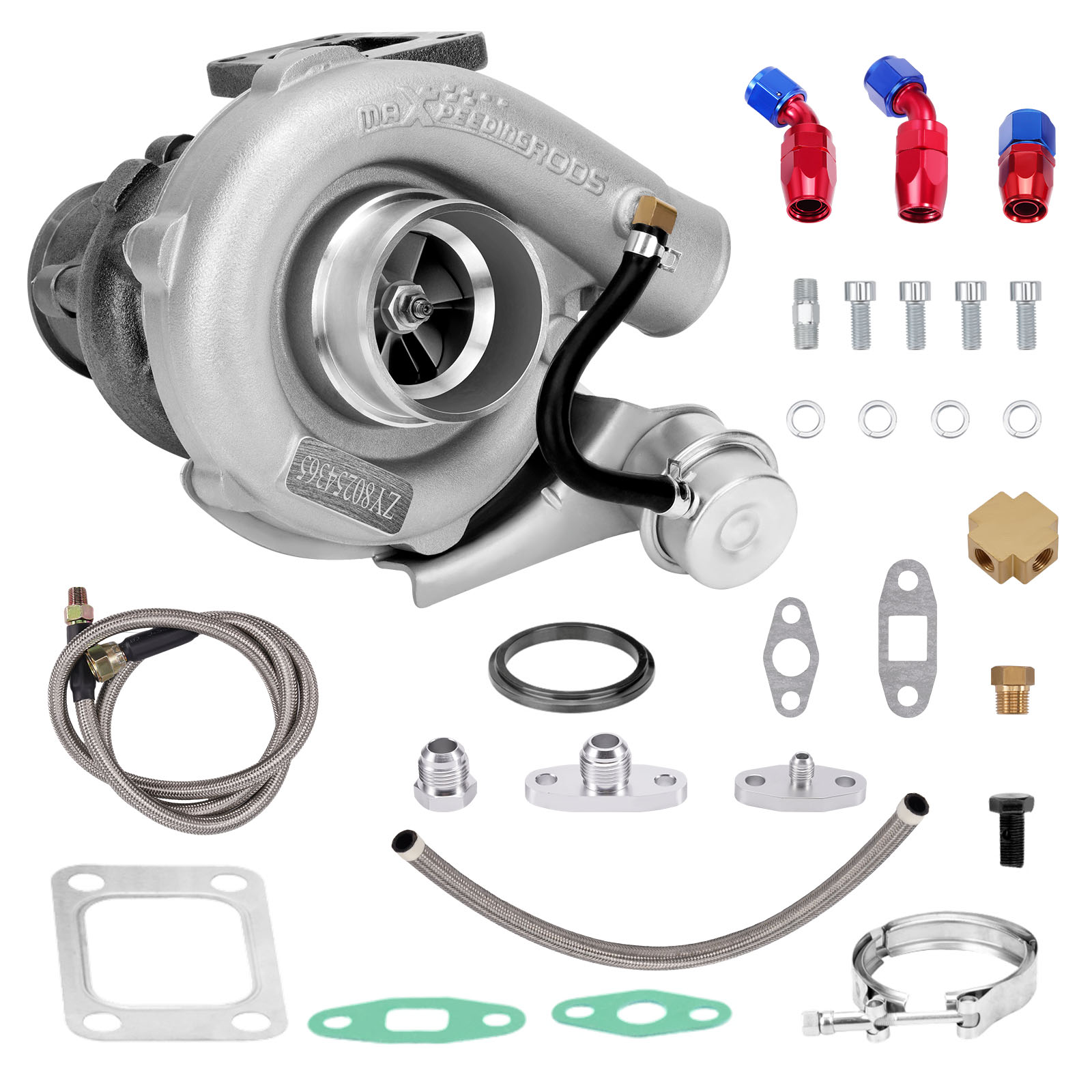 T3 T04E Turbine Turbocharger for 4/6 CYL + Oil RETURN/Feed Line Kit