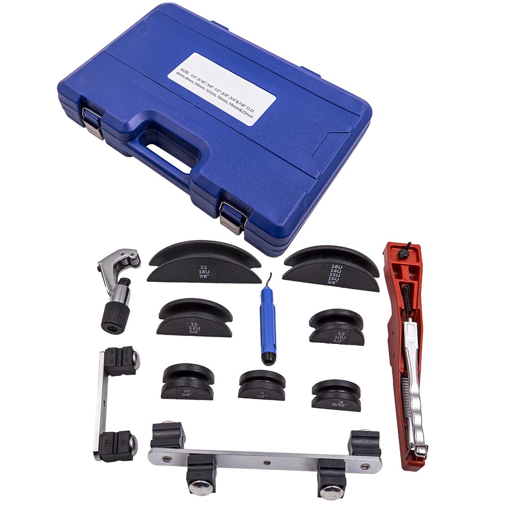 Ratcheting Pipe Bender HVAC Refrigeration Tube Bending Heads Cutter Tool Kits