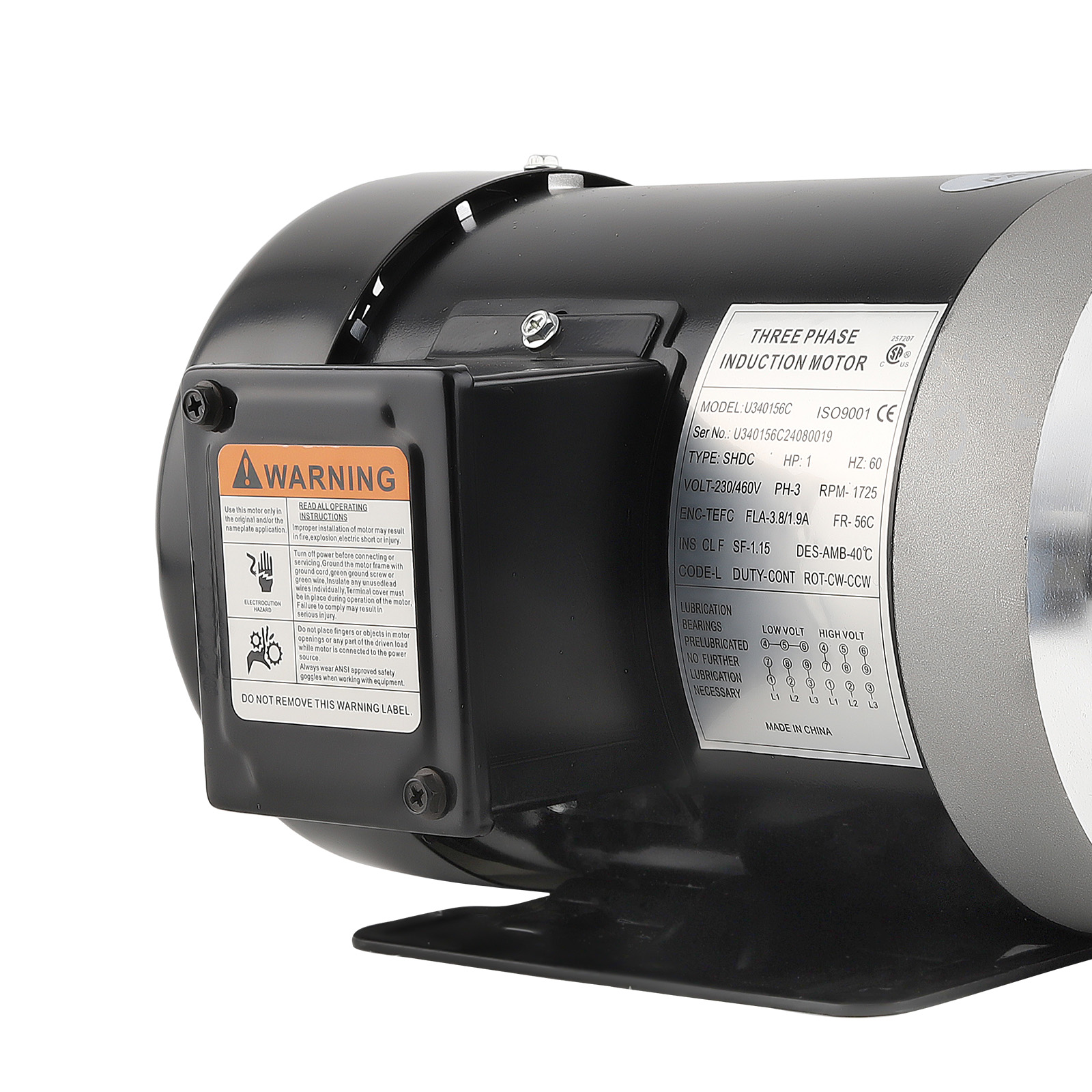 1HP Air Compressor Electric Motor 1800RPM 3.8A/1.9A 56C Frame 5/8