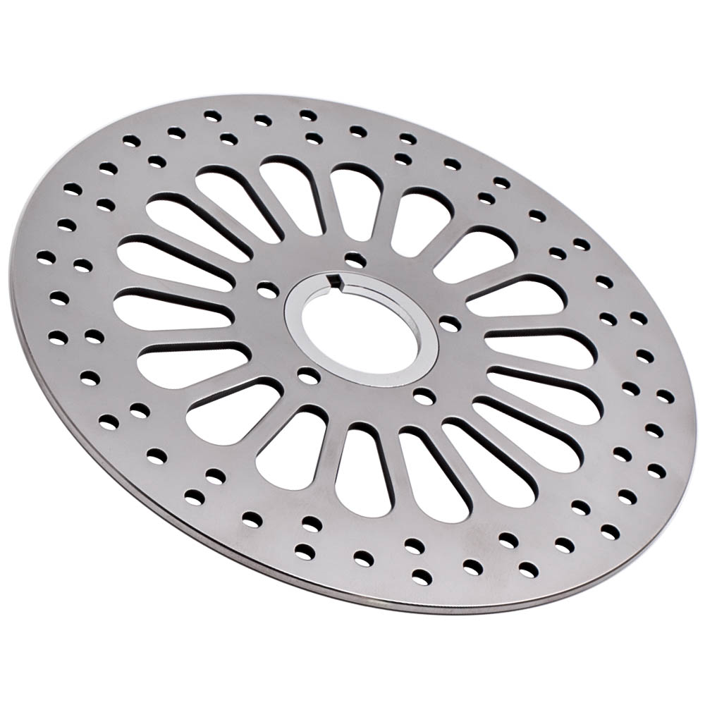 Polished Front 11.5 Disc Drilled Brake Rotor For Harley Dyna Sportster Pair New