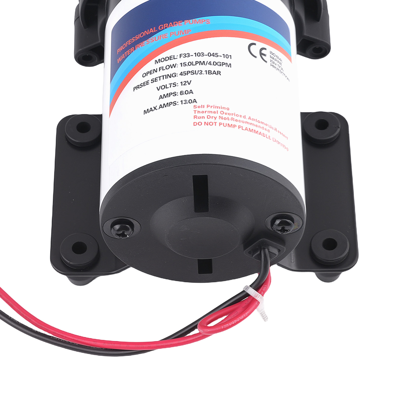 12V Diaphragm Water Pump for RV Yacht Marine Irrigation 15L/Min Low Noise