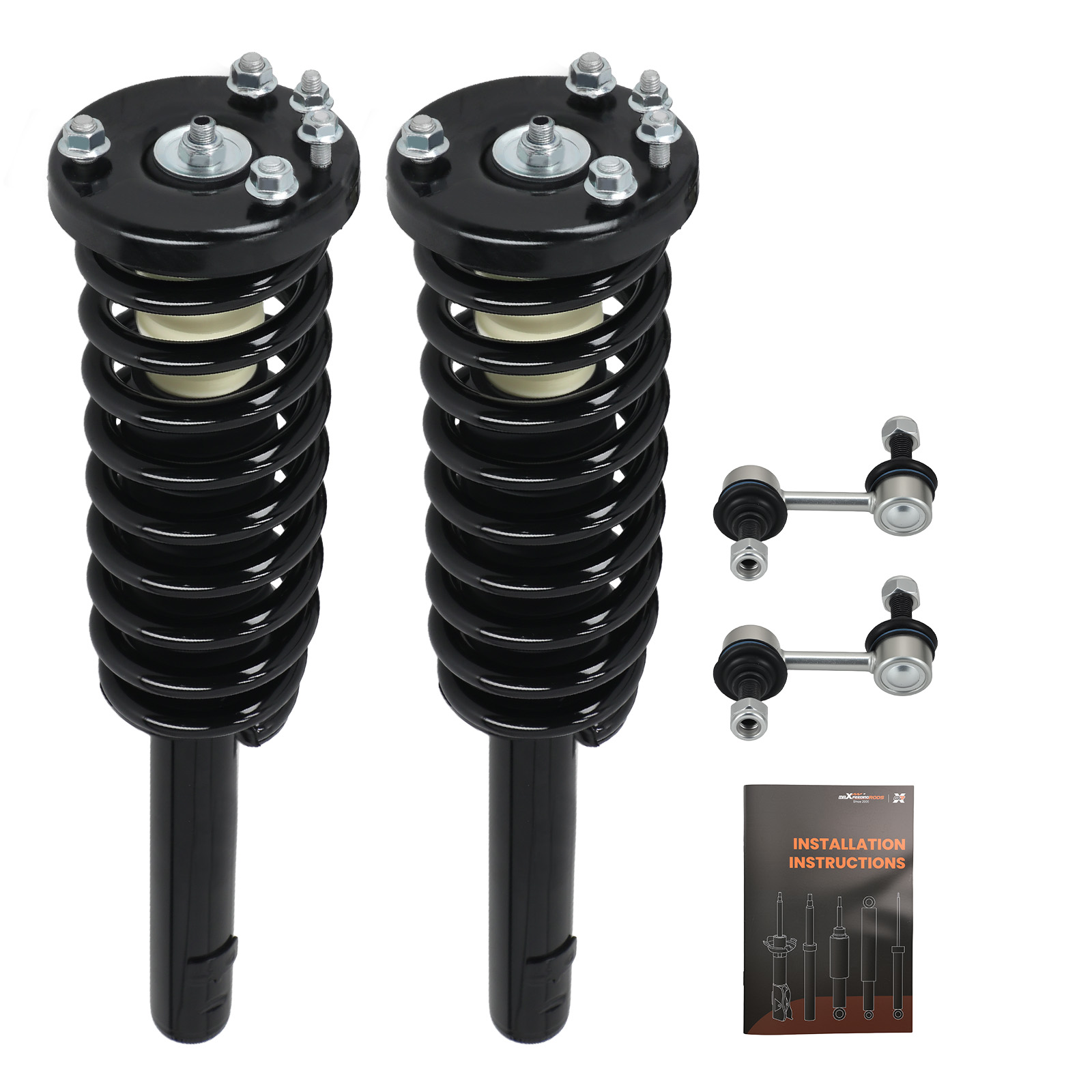 4x Front Struts w/Coil Springs Assembliy Sway Bars For Honda Accord 2003-2007