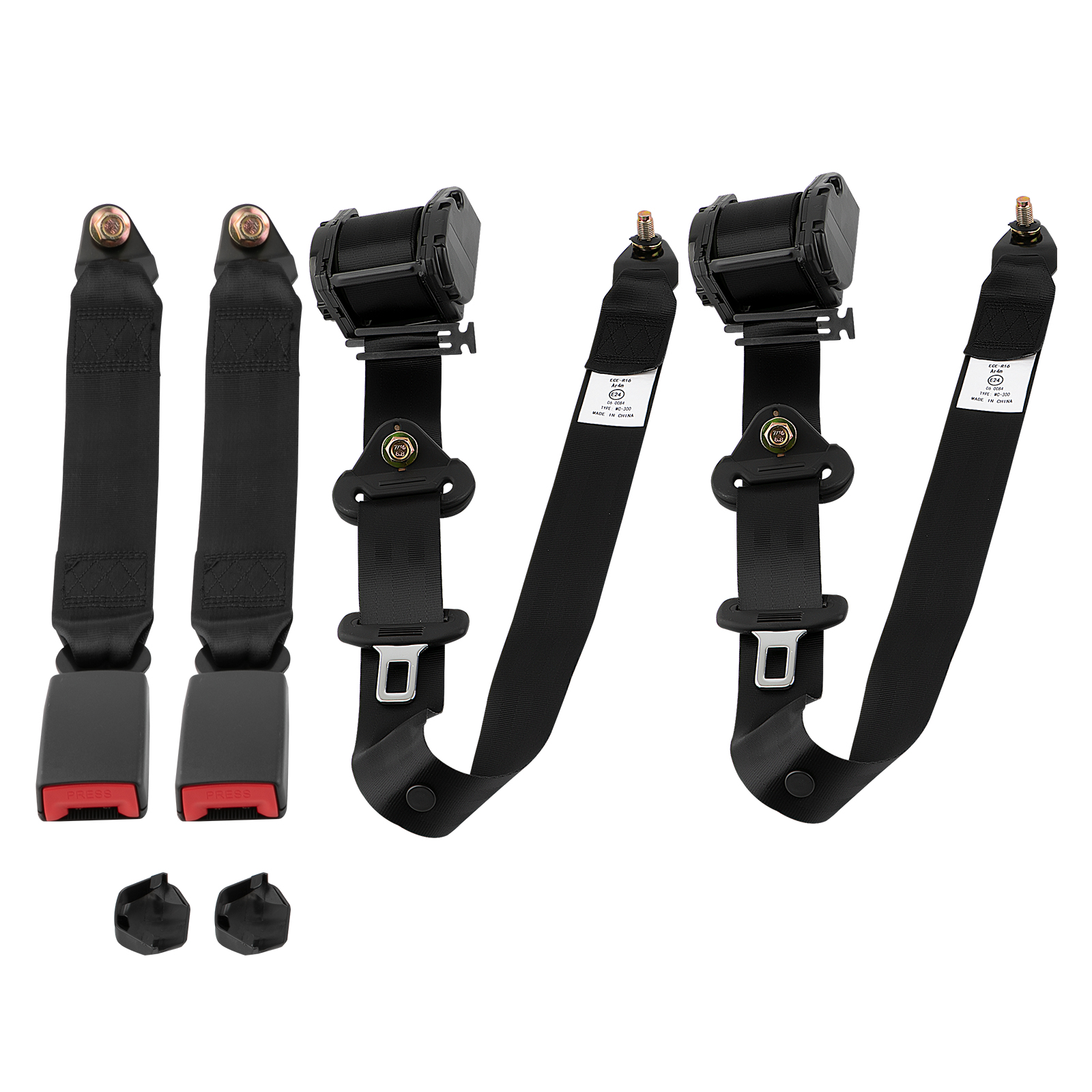 Universal Safety Strap Set of 2 Retractable & Adjustable 3 Point Seat Belts