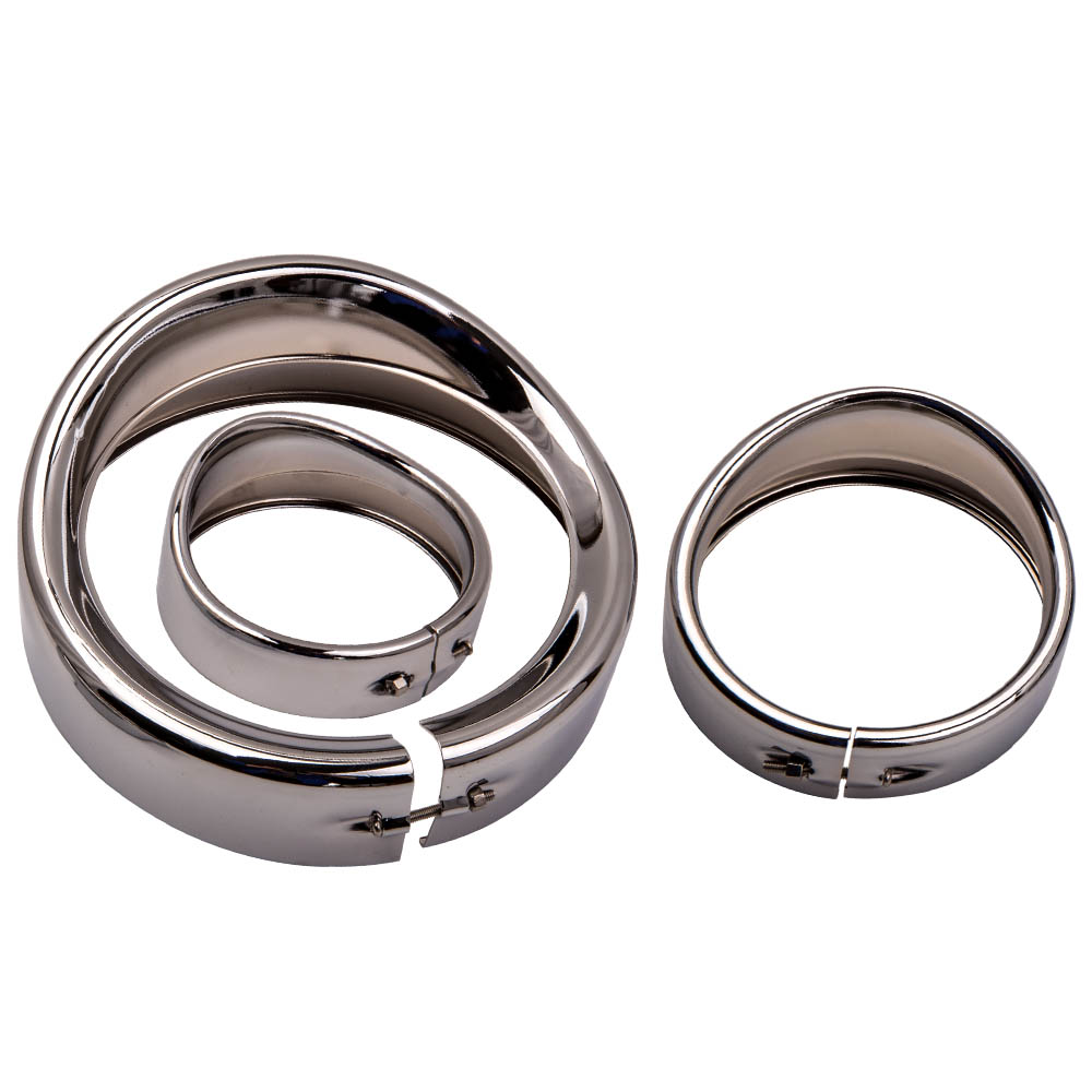 7'' Headlight Trim Ring & 4 1/2'' Fog Light Trim Ring for Harley FLD 12-2016