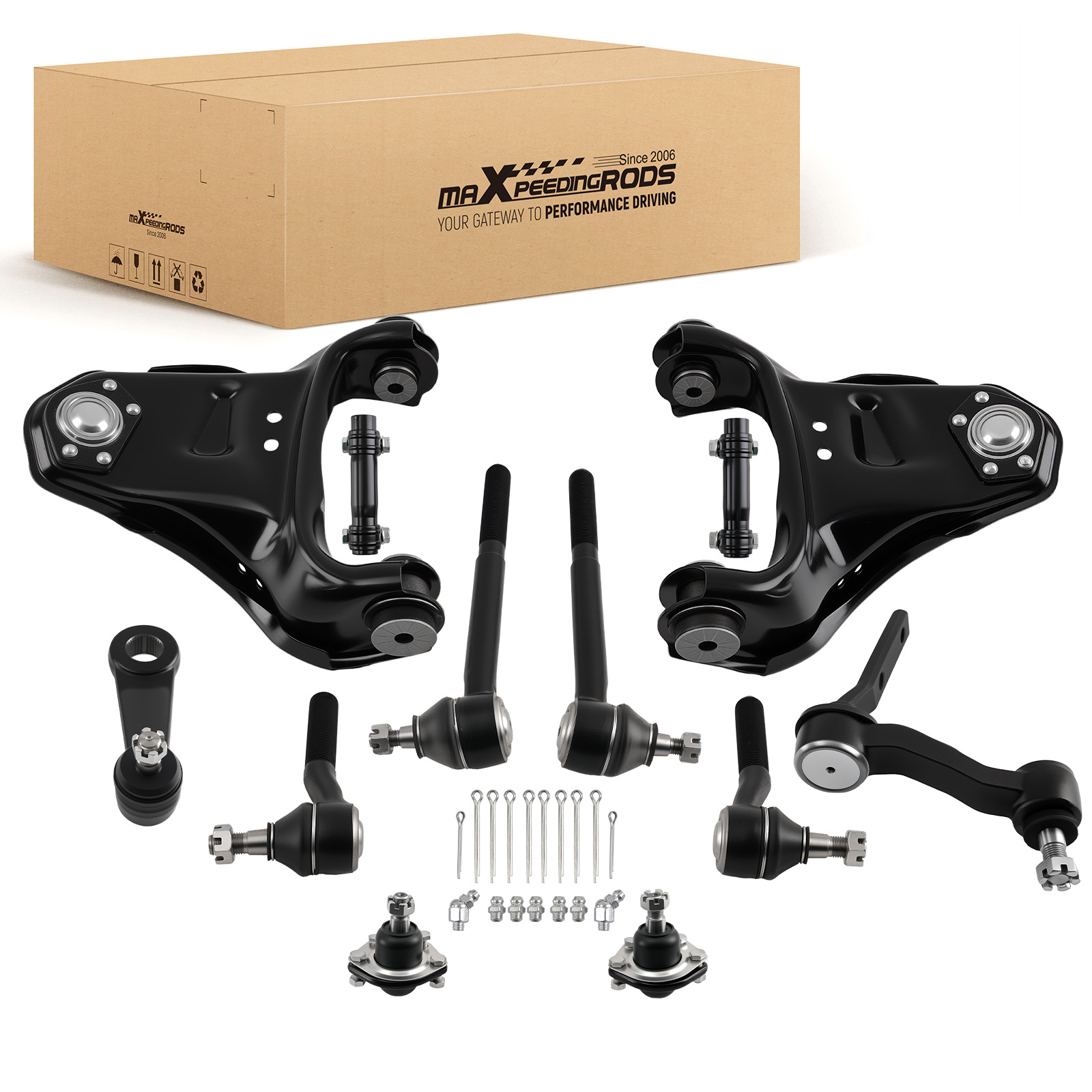 12pcs Front Upper Control Arms Tie Rod Ends Kit for 1998-2004 2005 Chevy Blazer