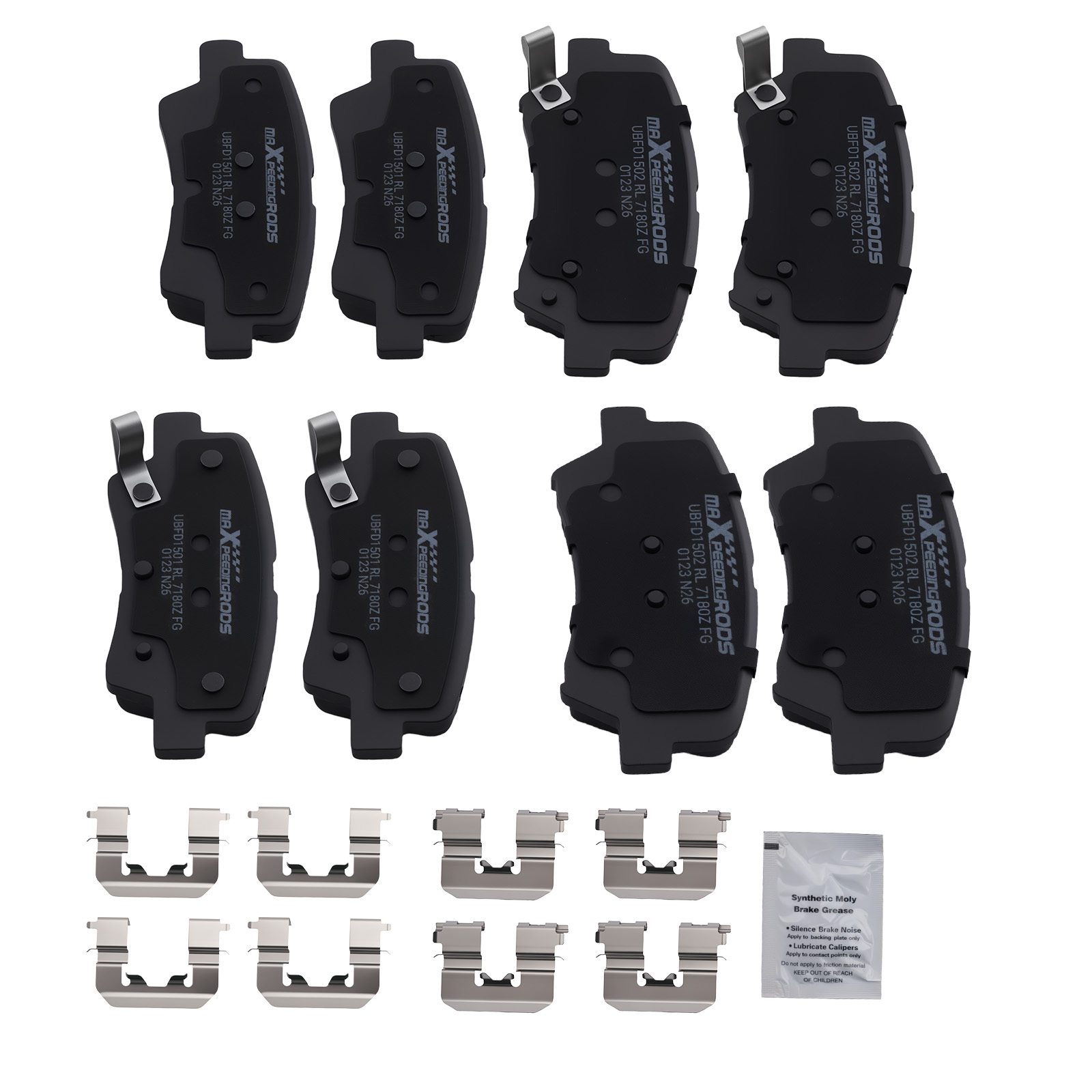 Front Rear Left&Right Brake Pads Kit for Kia Forte Koup 2014-2016 D1543 D1544