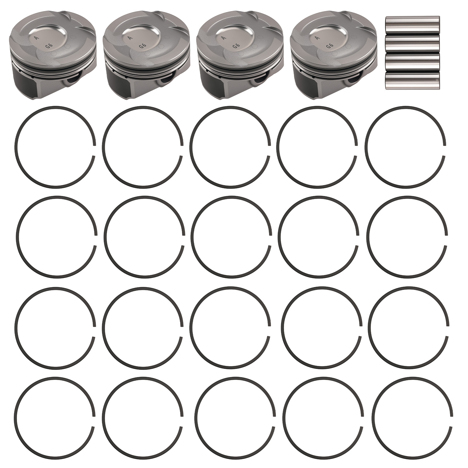 4X Piston & Rings Kit For Hyundai Kia Accent Rio Soul 1.6L DOHC 2012-2016