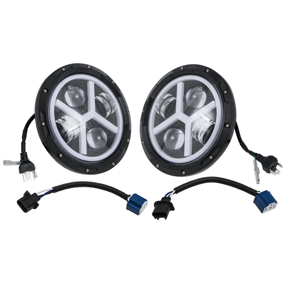 Round LED Headlight Kit for Jeep Wrangler JK 2/4 Door 2007-2015 7