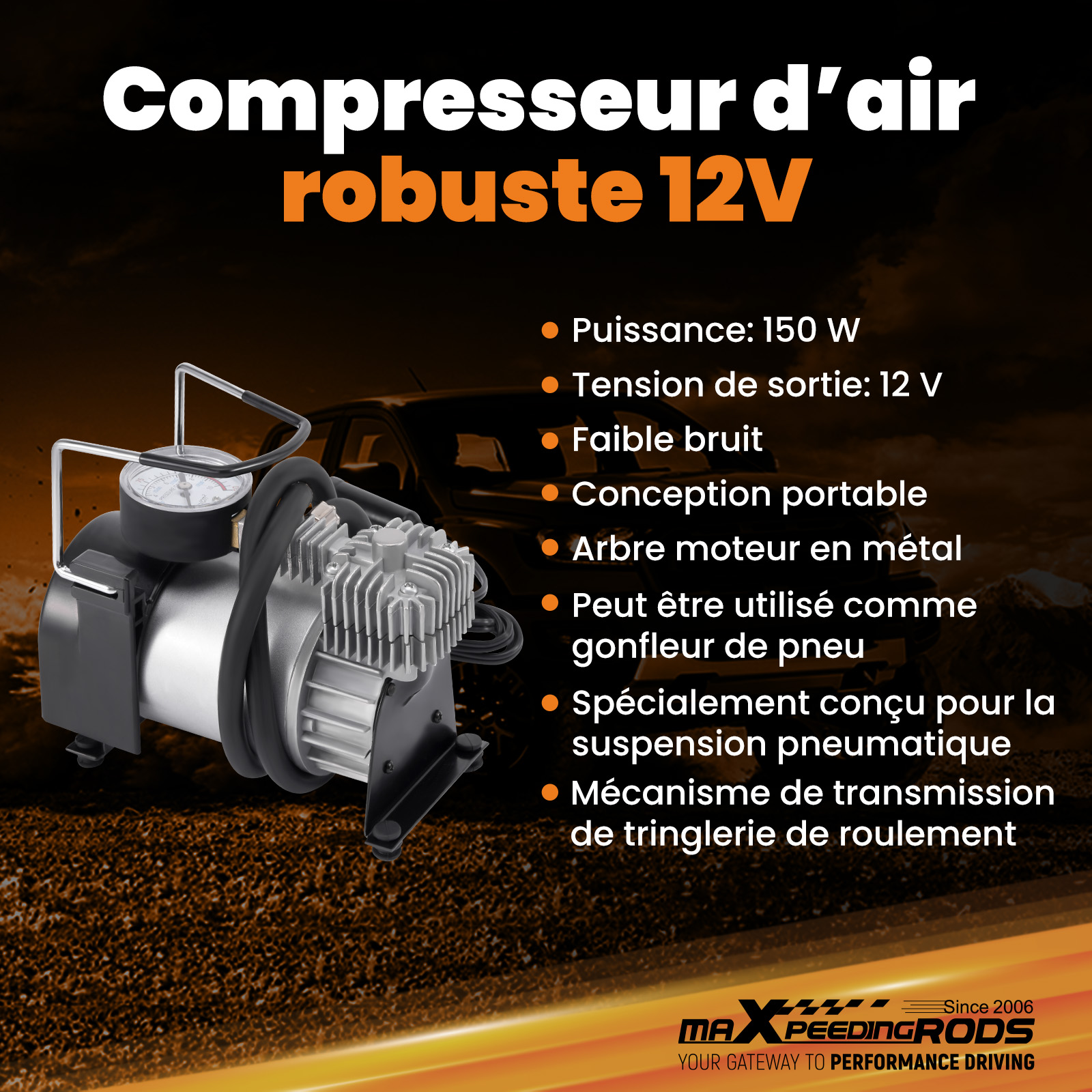 Compresseur d’air robuste 12V