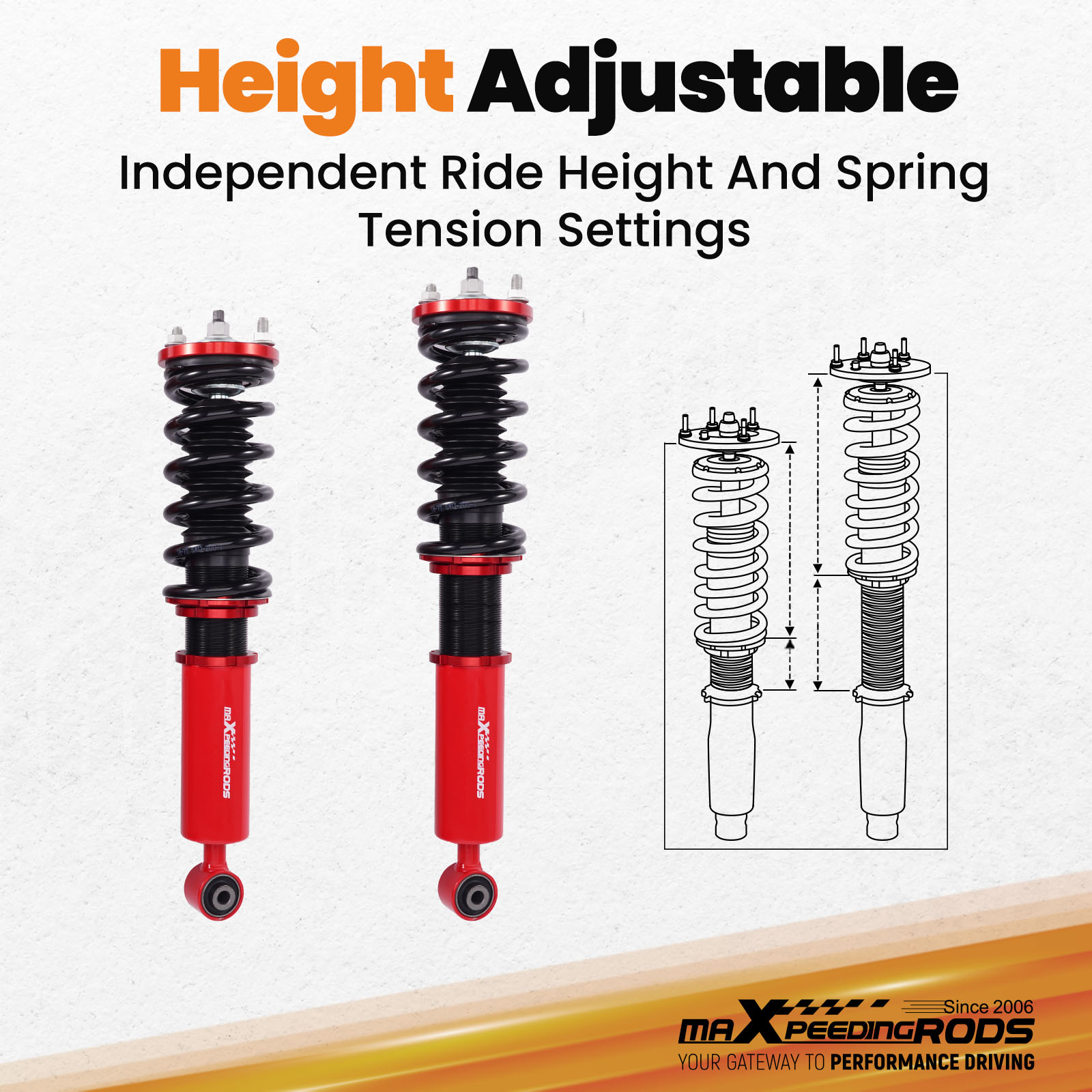 Ride Height Adjustable - Drops From 1 to 3 Inch From Factory Ride Height