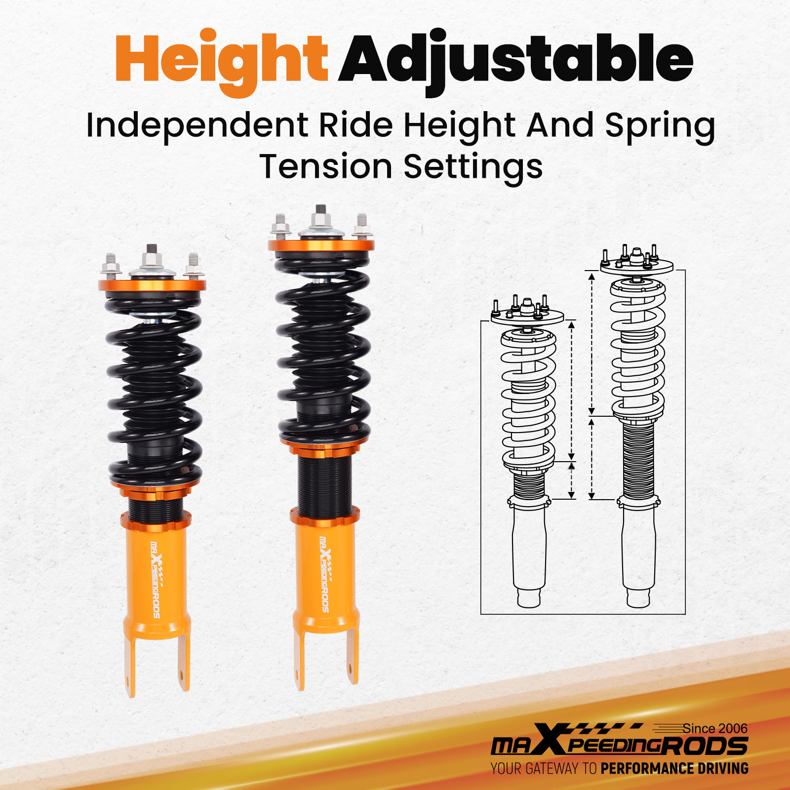 Ride Height Adjustable - Drops From 1 to 3 Inch From Factory Ride Height