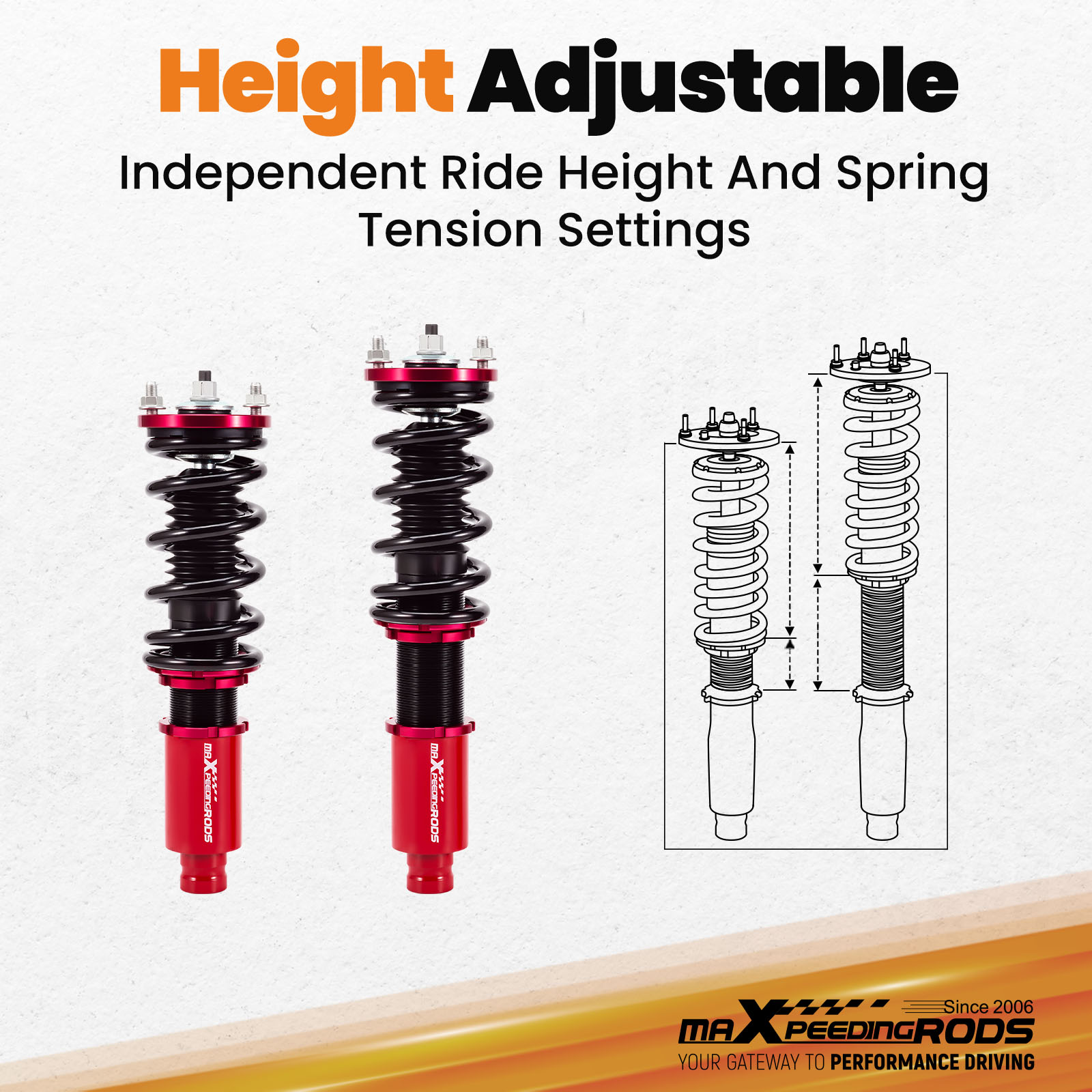 Full Threaded Absorber Tube Casing For Independent Height Adjustment