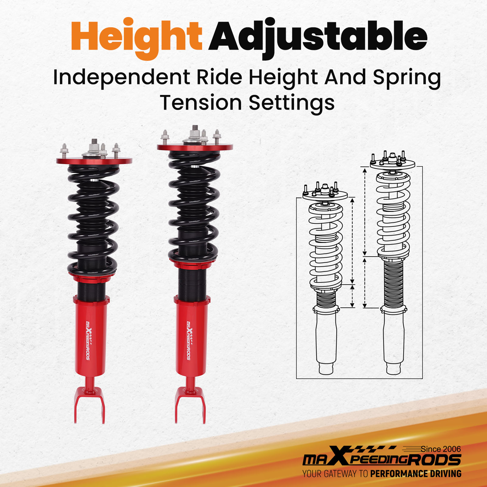 AM Autoparts Rear Shock Set For Lexus SC300 SC400 1992-2000 - Pair Left & Right