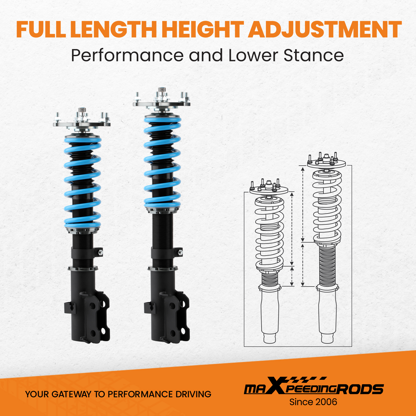 Drops From 1 to 3 Inch From Factory Ride Height