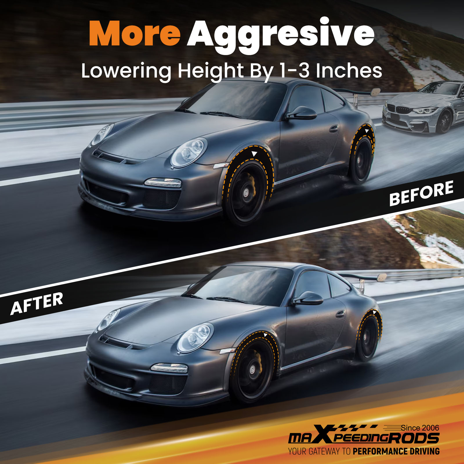 Drops From 1 to 3 Inch From Factory Ride Height