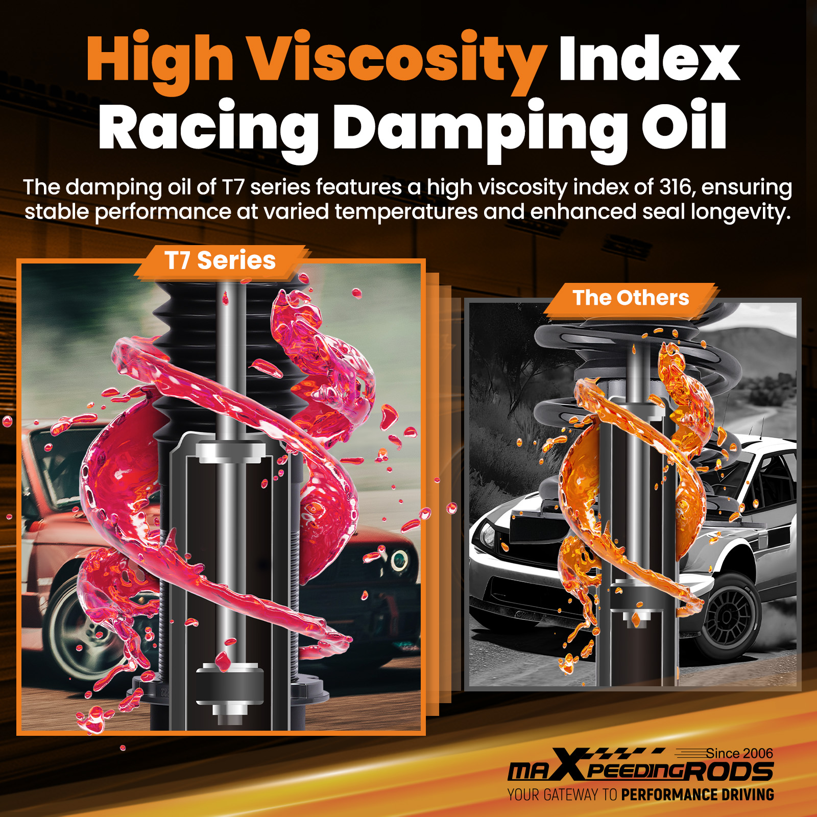 Race shock oil with a high viscosity index