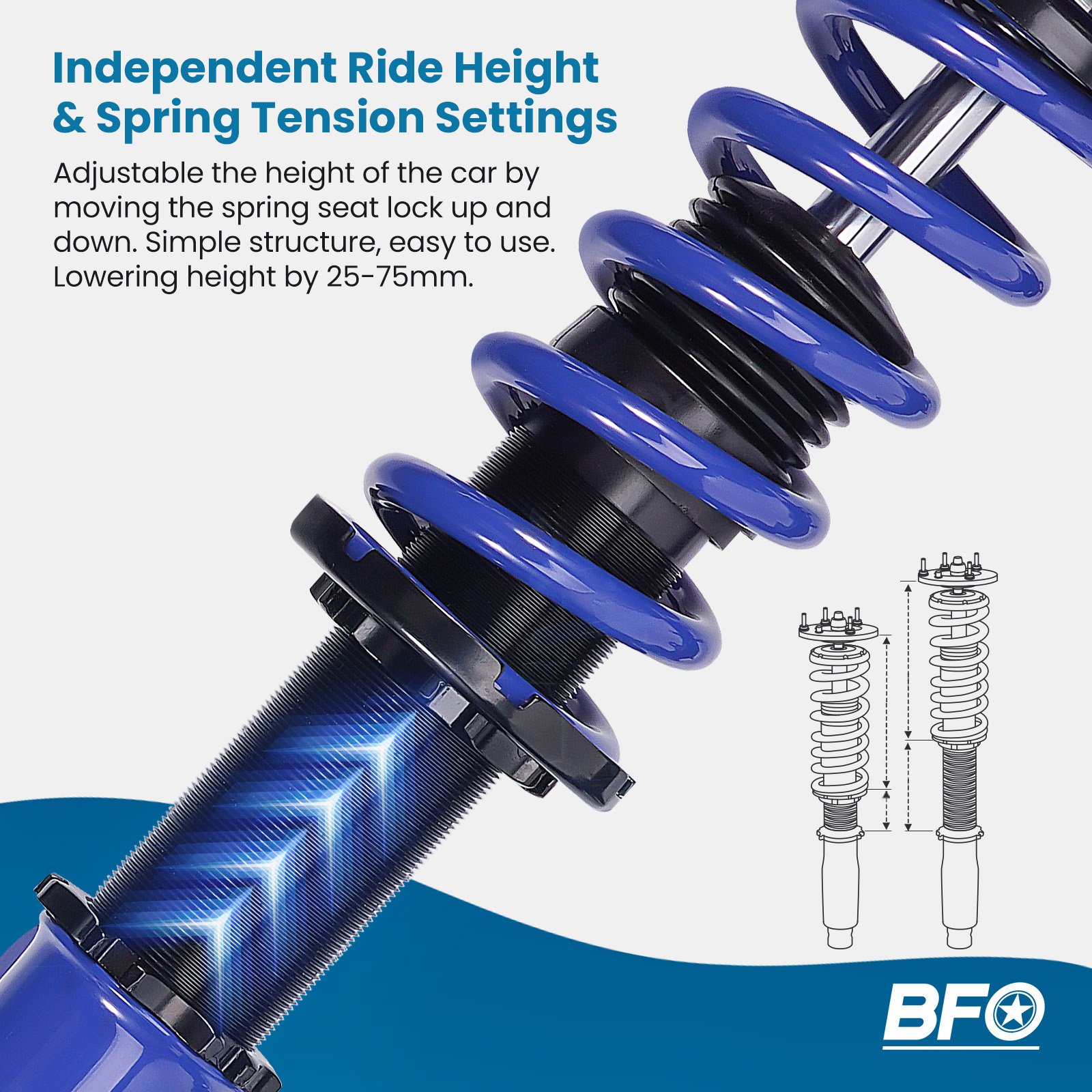BFO Coilovers Adjustable Struts Suspension Kit For Nissan Altima 2007-2013 Lowering 1-3 Inch