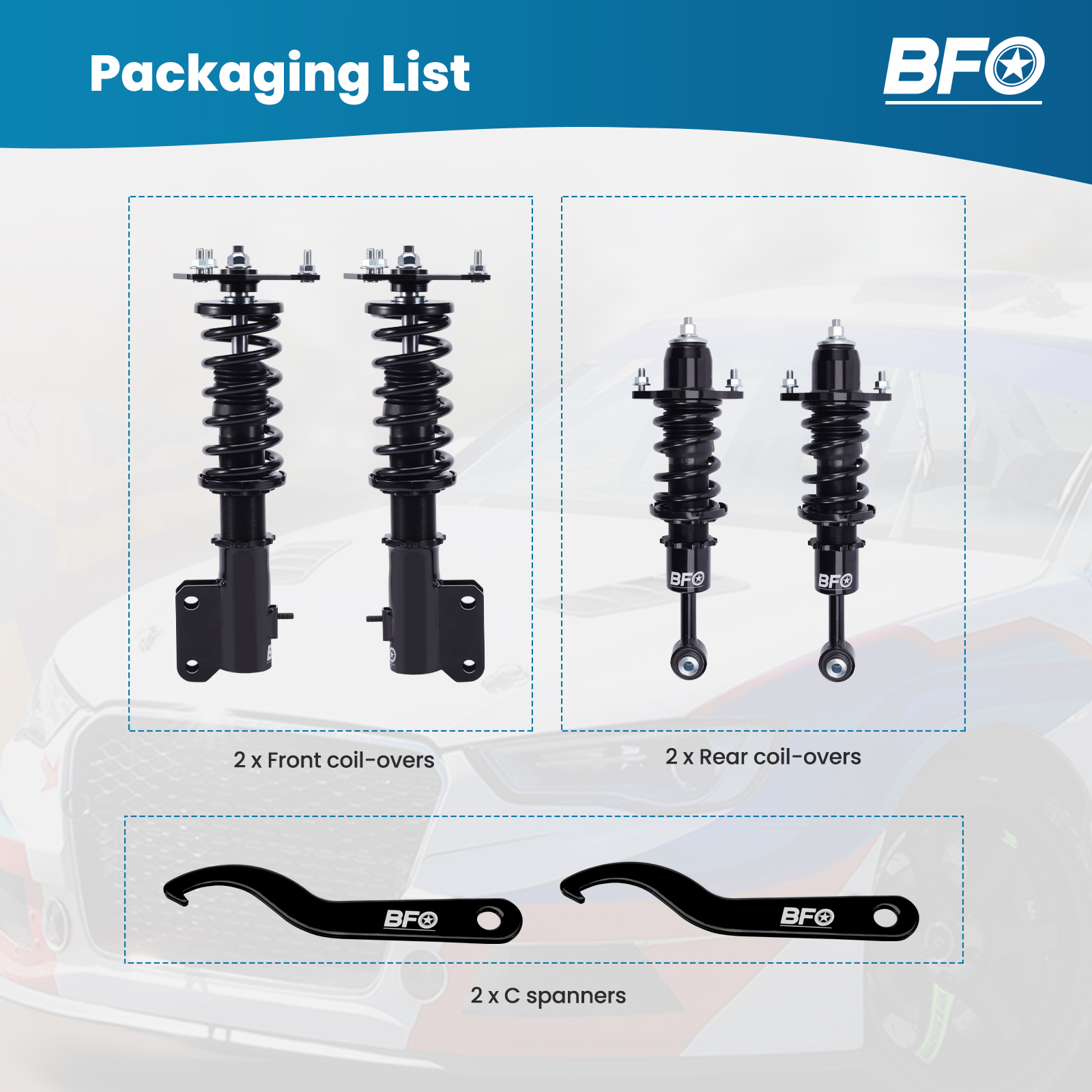 2002-2006 Mitsubishi Lancer BFO Coilover Kit Adjustable