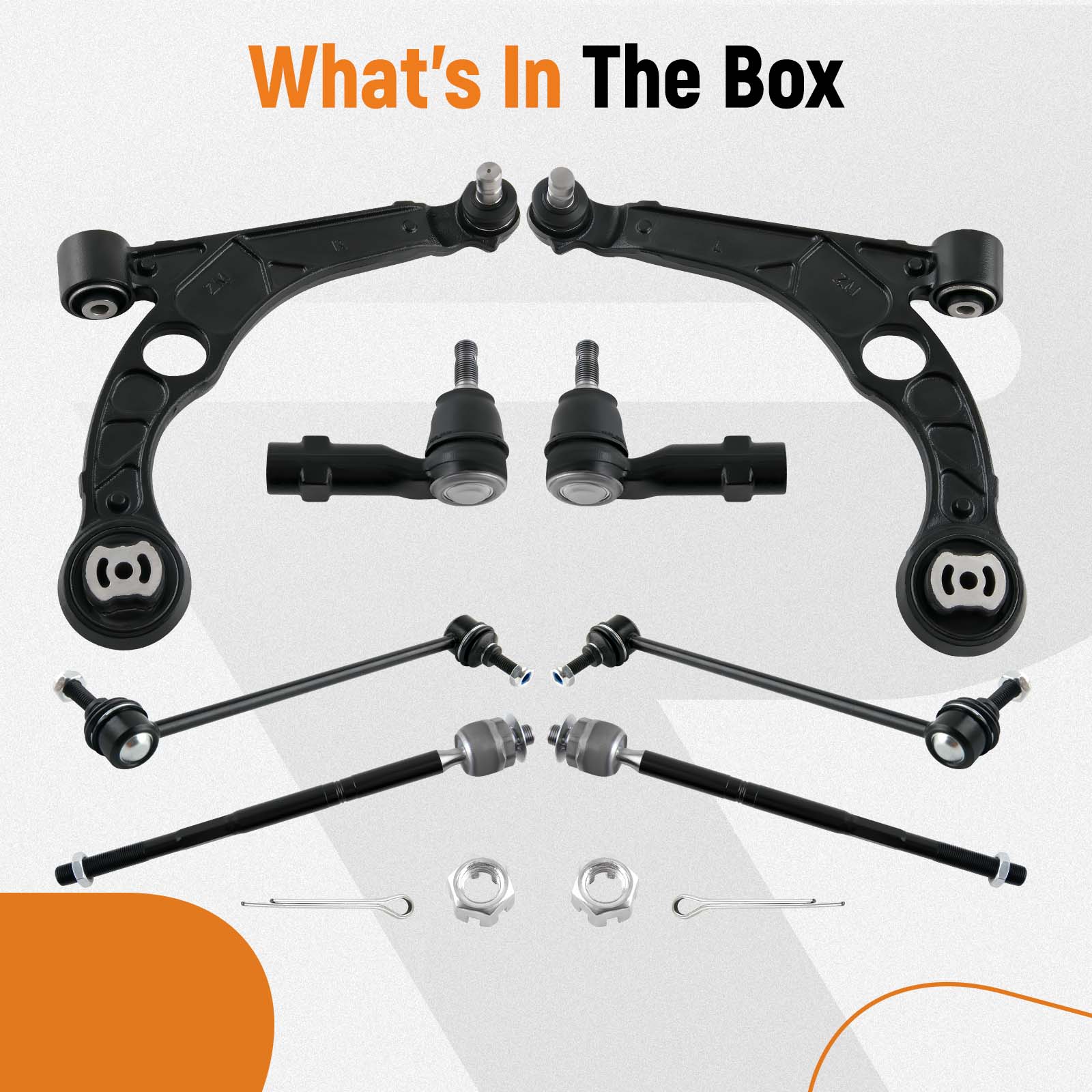 Front Struts Lower Control Arms Sway Bars Tie Rods Kit for 2014-2018 Ford Escape