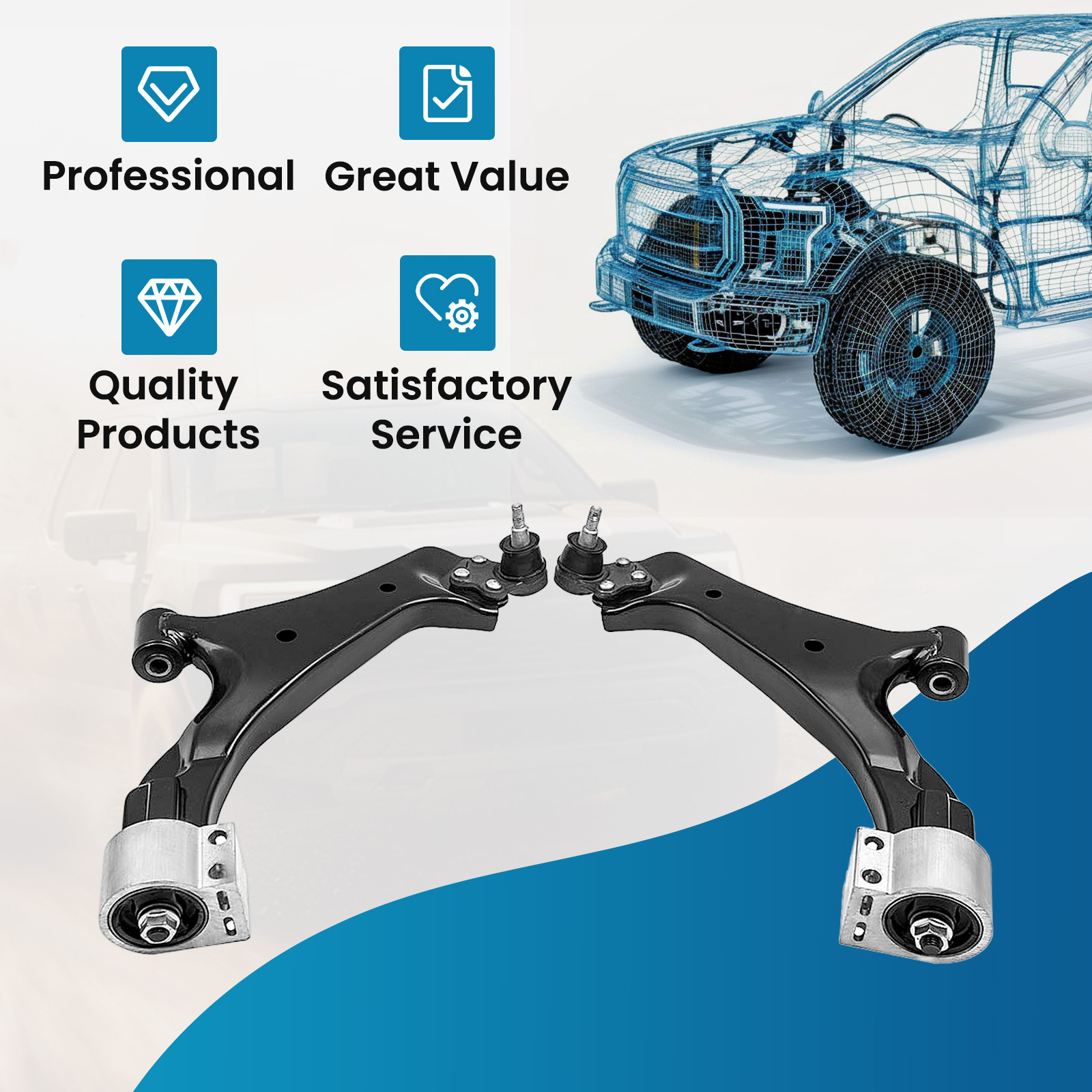 VAP-autoparts Front Lower Left Control Arm With Ball Joint – For Ford Focus 2004-2011 (Driver Side, Greasable, OE Spec)