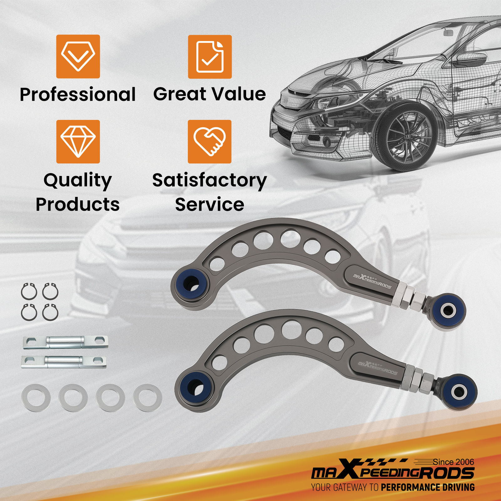 Rear Upper Camber Arms Kit Fit For Cr V Rear Link Toe Camber Kit Control Rod Adjustable 2 To 4 For 07 11 Crv