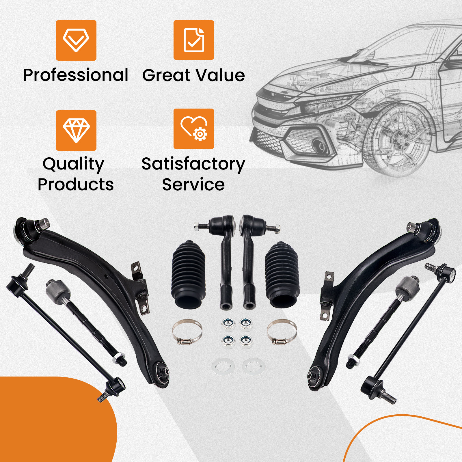 8PCS Front Lower Driver &ap; Passenger Side Control Ars Suspension Kits Ball Joint Fit for Nissan