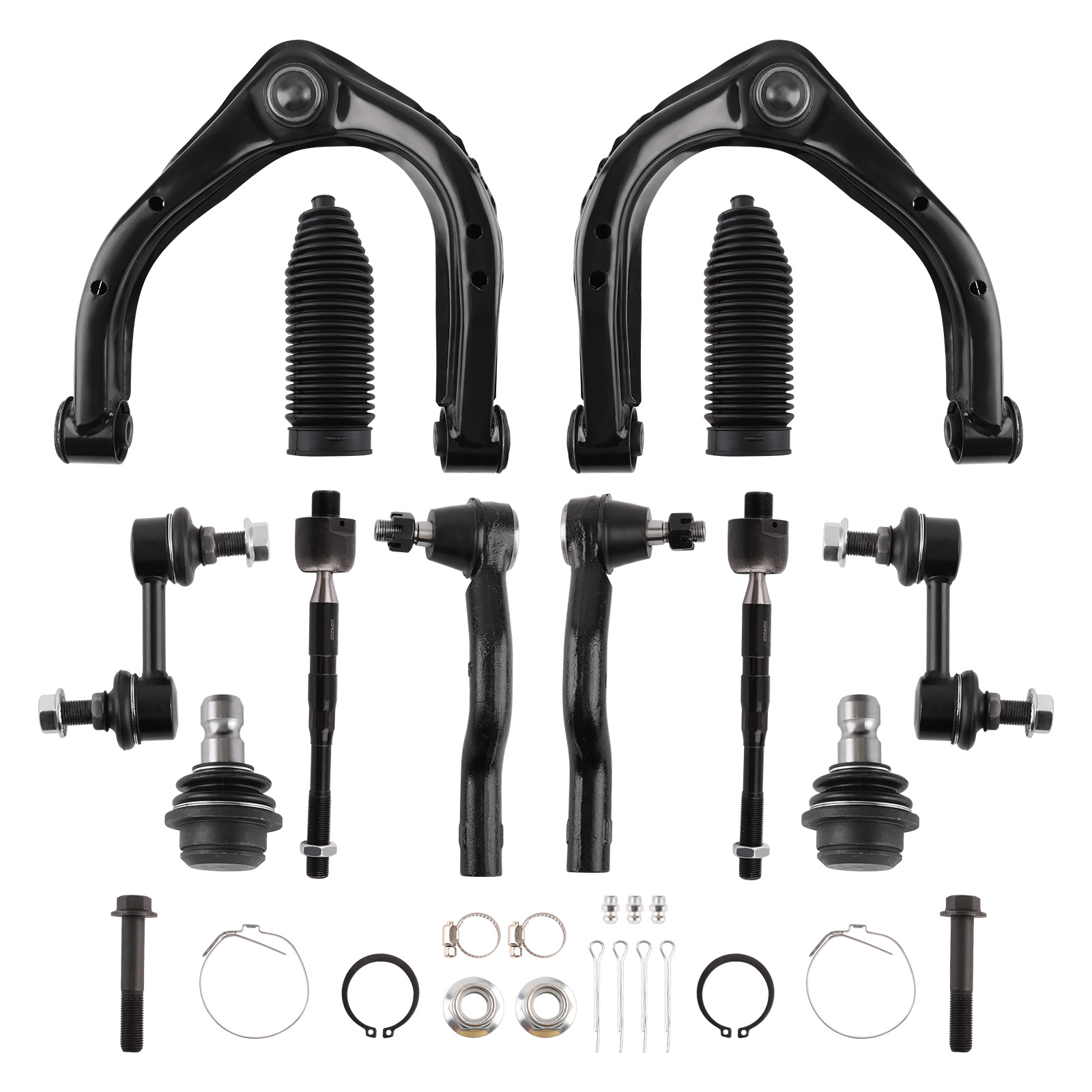 A-Premium Set of 10, Front Lower Control Arm, Sway Bar Link, Upper Ball Joint, Inner Outer Tie Rod End, Compatible with Nissan Pathfinder Armada 04
