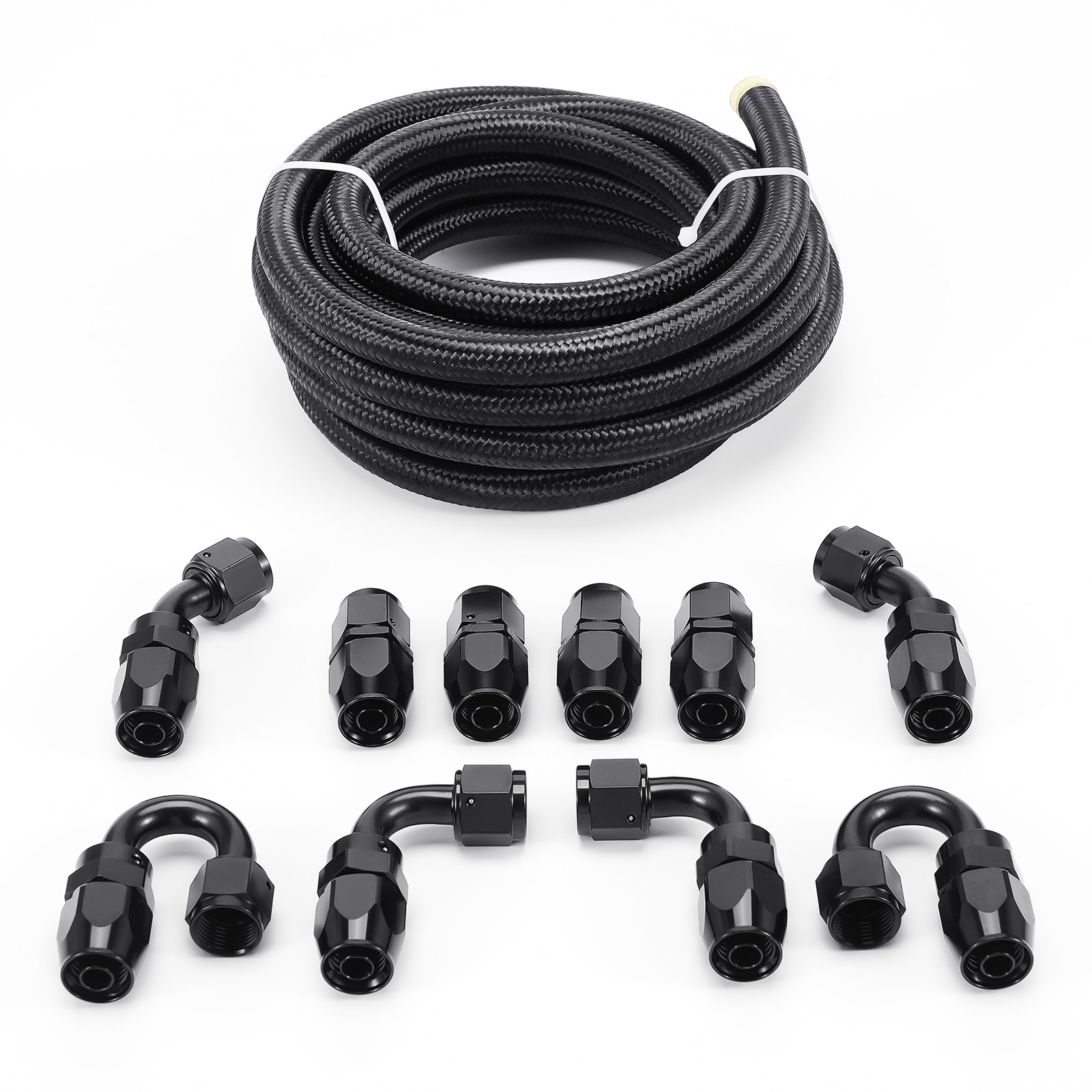 AN8 5M Nylon Steel Braided Oil Fuel Line Hose End Fitting Adaptor Kit