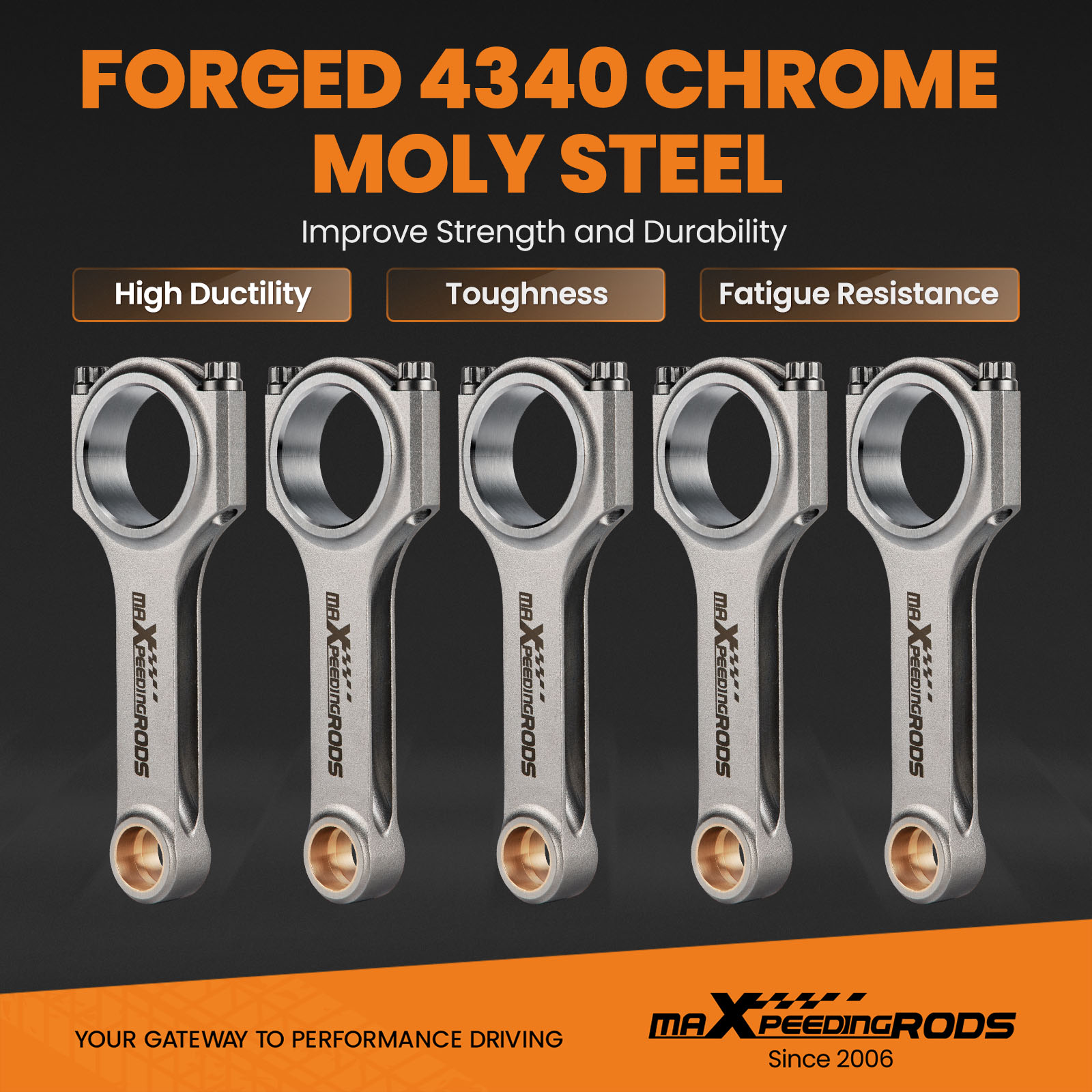 Connecting Rods For Volvo 850 T5 C70 V70 2.3L 4340 Forged Steel H