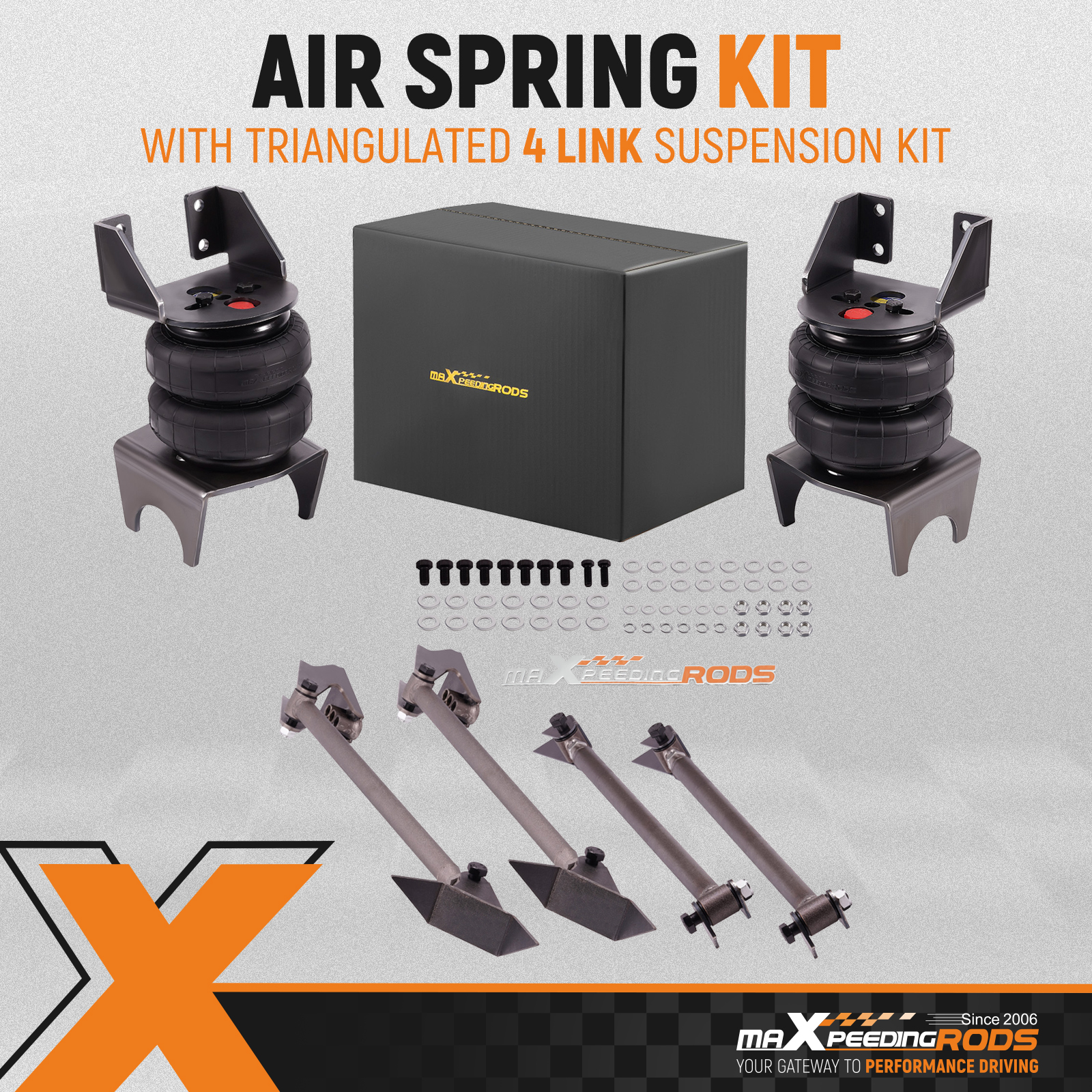 KUAFU Triangulated 4 Link Suspension Kit & 2600LBS Air Ride