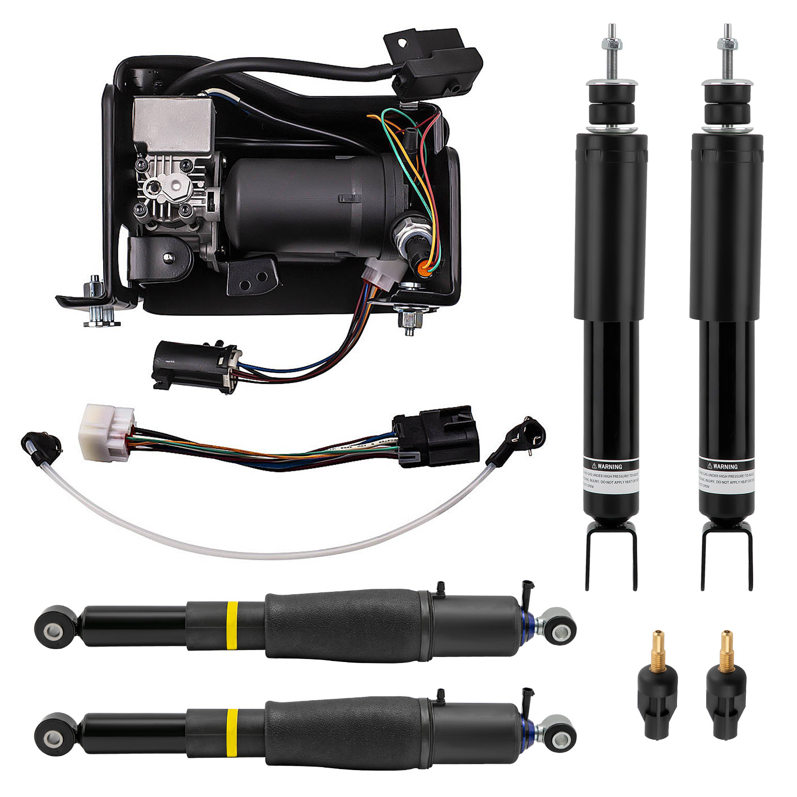 Pair Rear Air Shocks & Compressor Kit For Escalade Suburban Tahoe Yukon 25979393