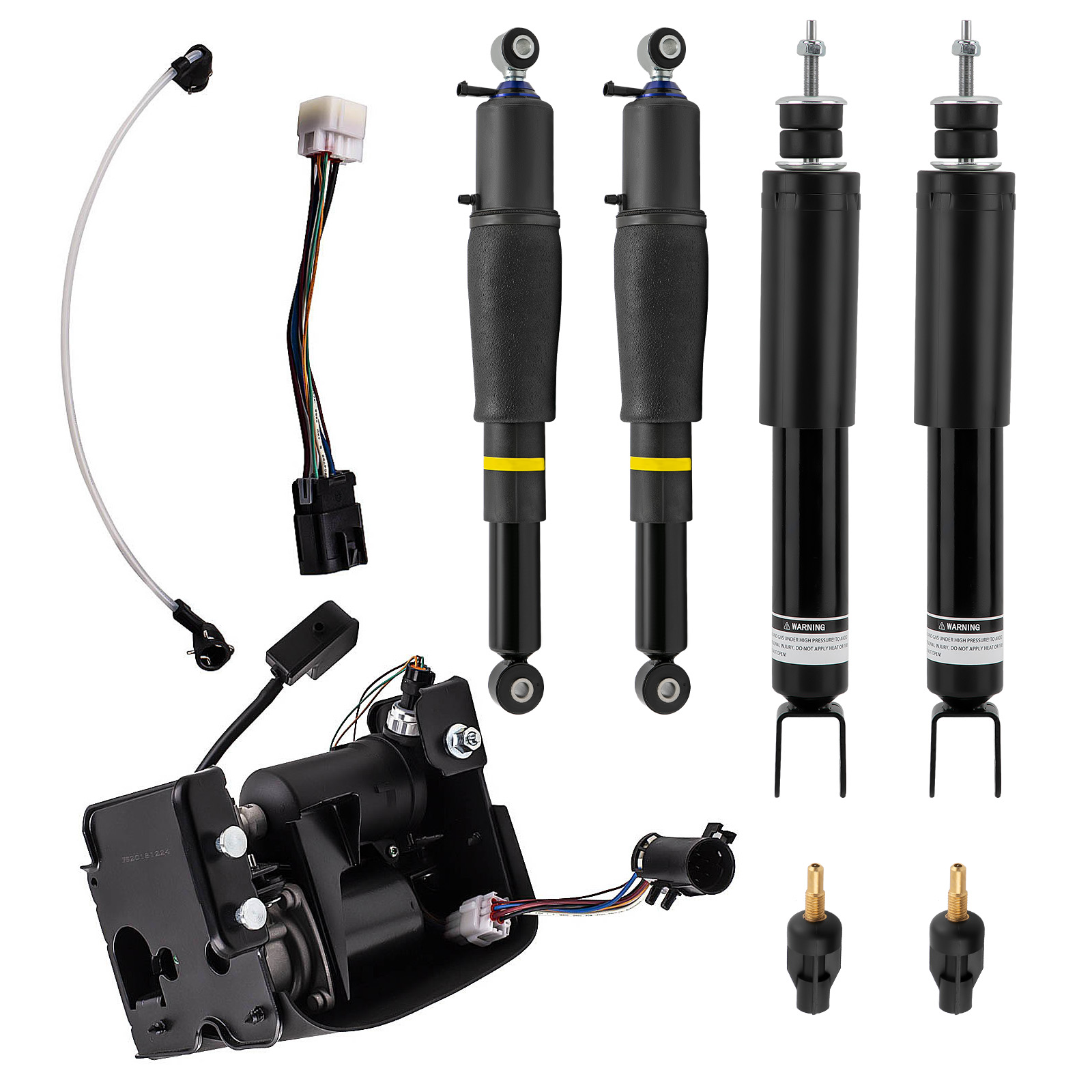 2x Air Suspension Shock + Air Compressor Pump For Cadillac Escalade Suburban GMC