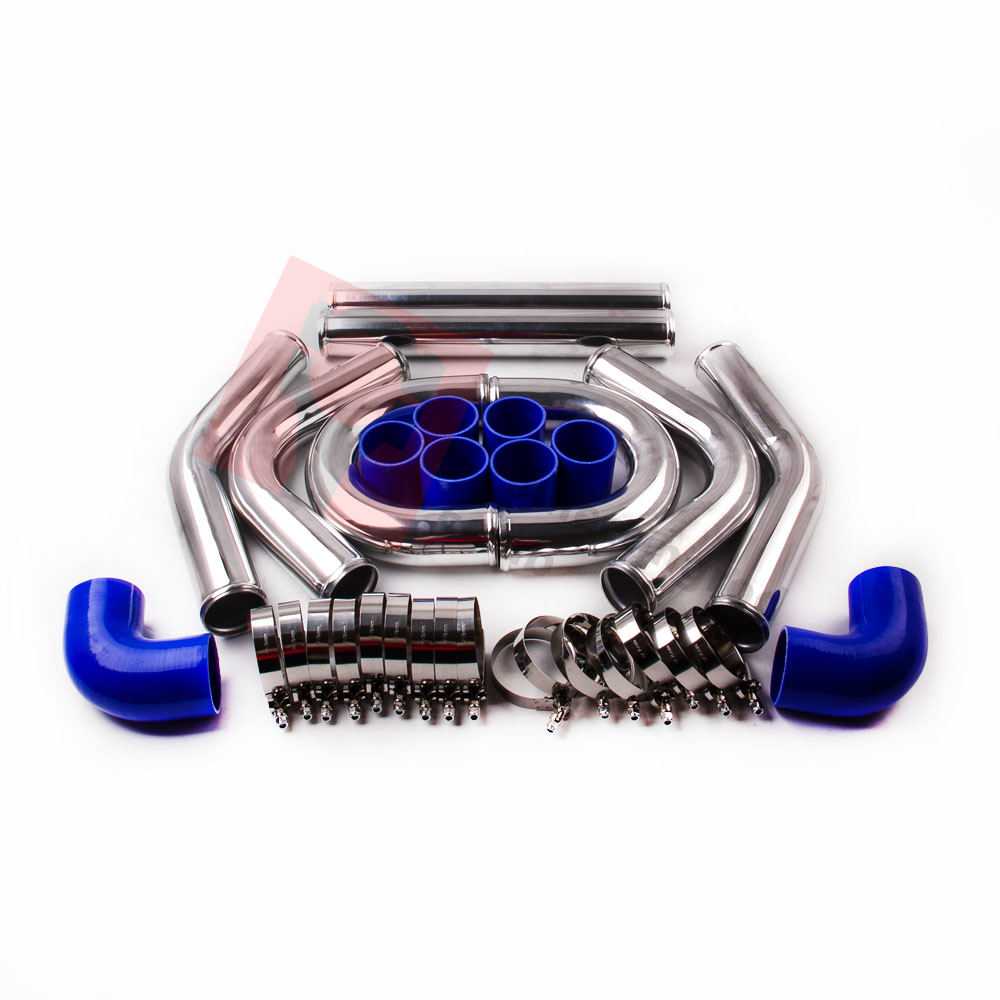 UNIVERSAL TURBO BOOST INTERCOOLER PIPE KIT 2.5" 64mm 8 PCS Aluminum