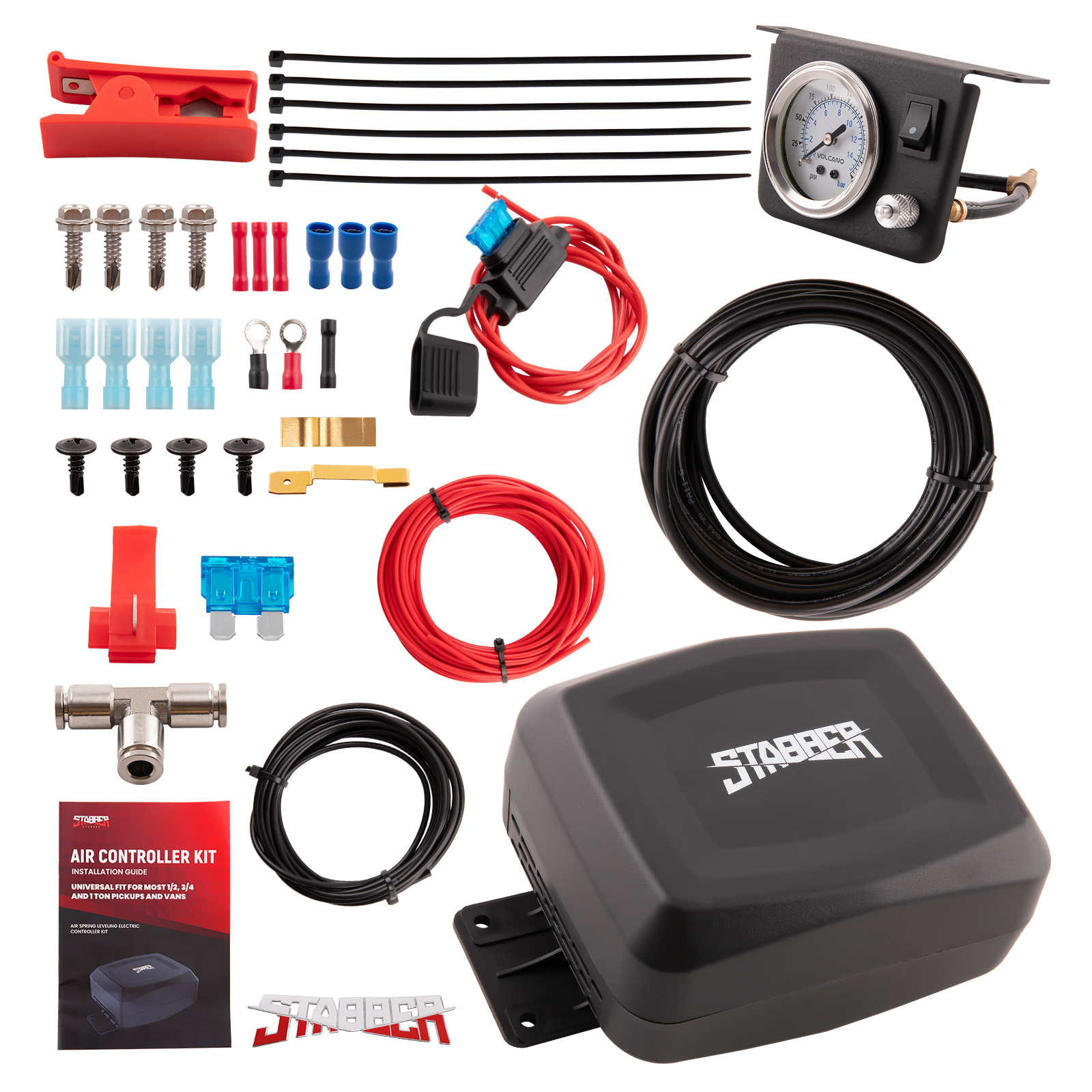 Stabber Universal Air Shock Controller Kit Guage Panel Pump For Ford F-150 F-250