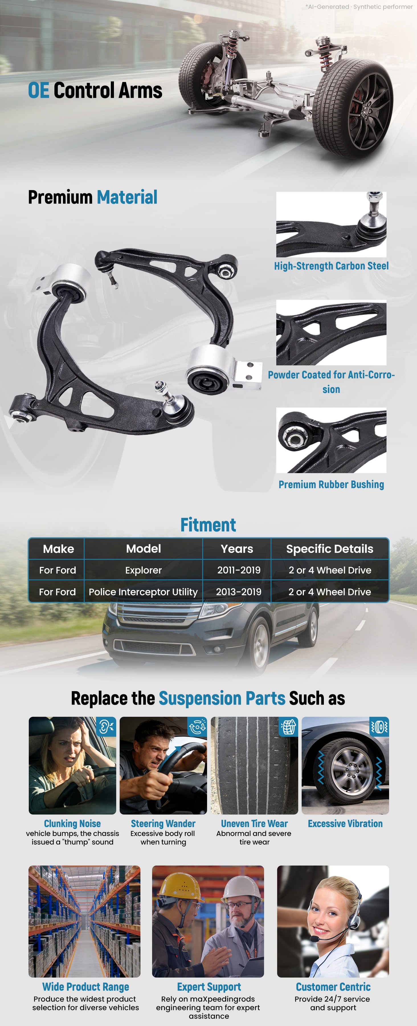 Suspension Pair Front Lower Control Arms For 2011-2019 Ford