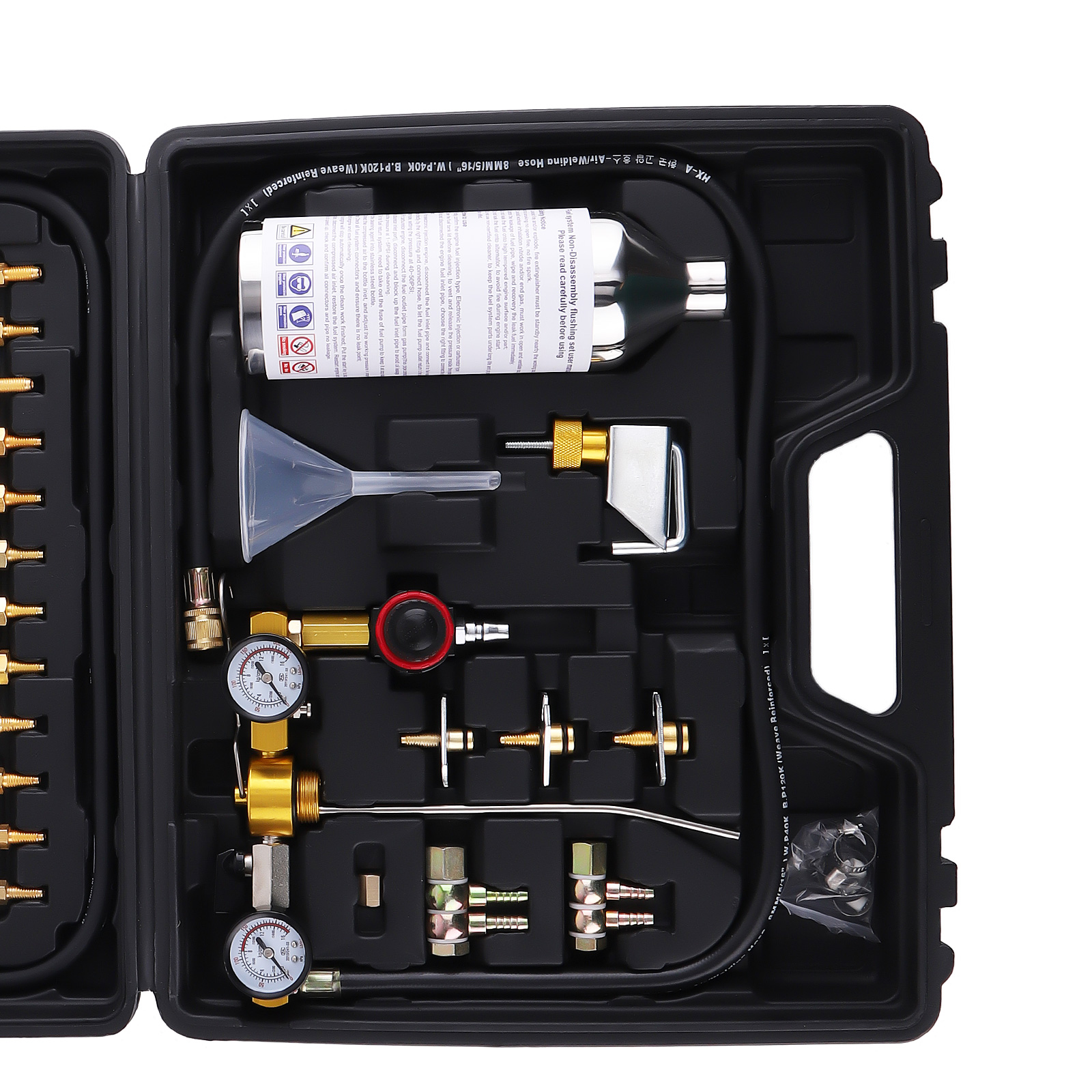 Auto Fuel Injector Cleaning Tool Set for Petrol Cars with Case & Adapters
